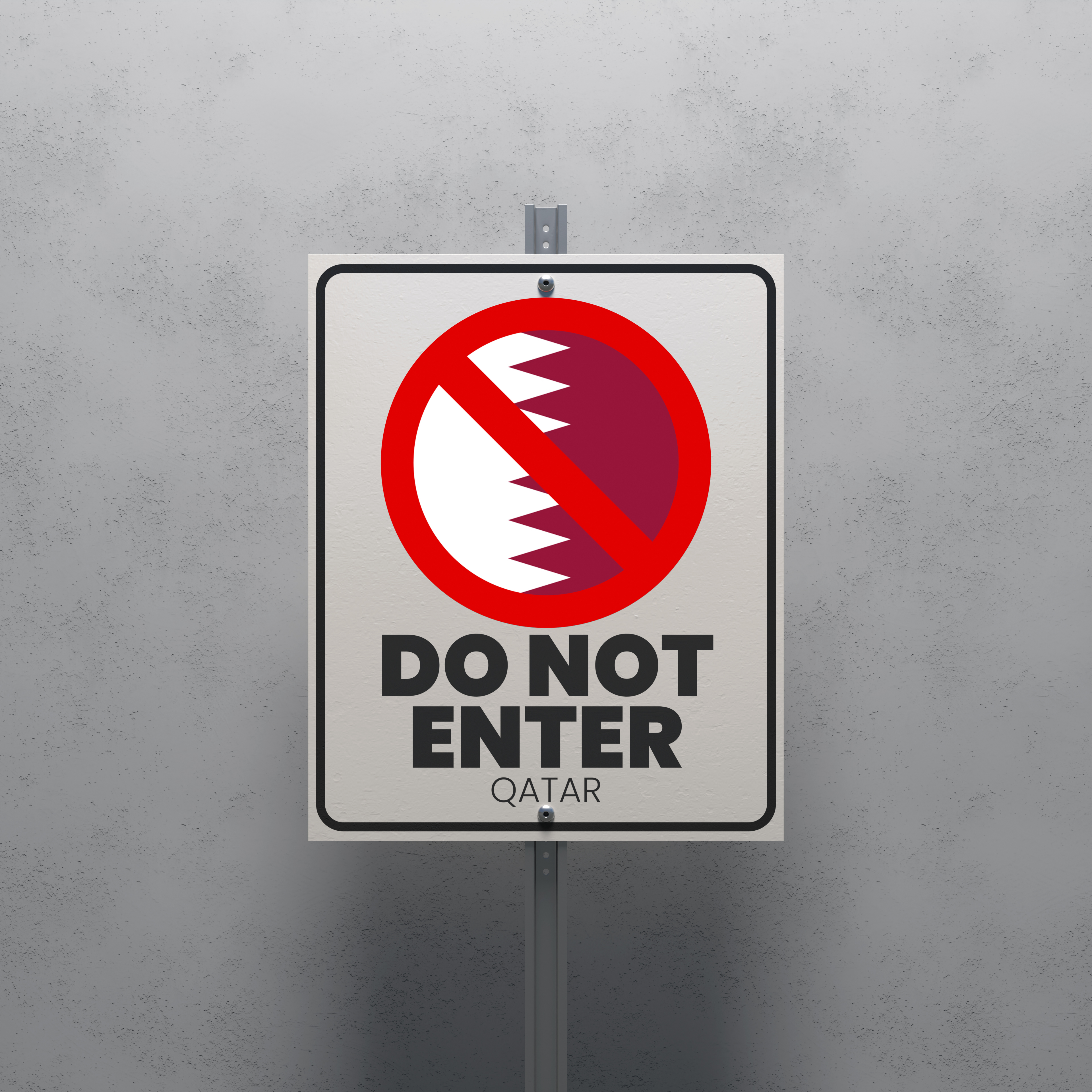 No Entry sign displaying the Qatar flag