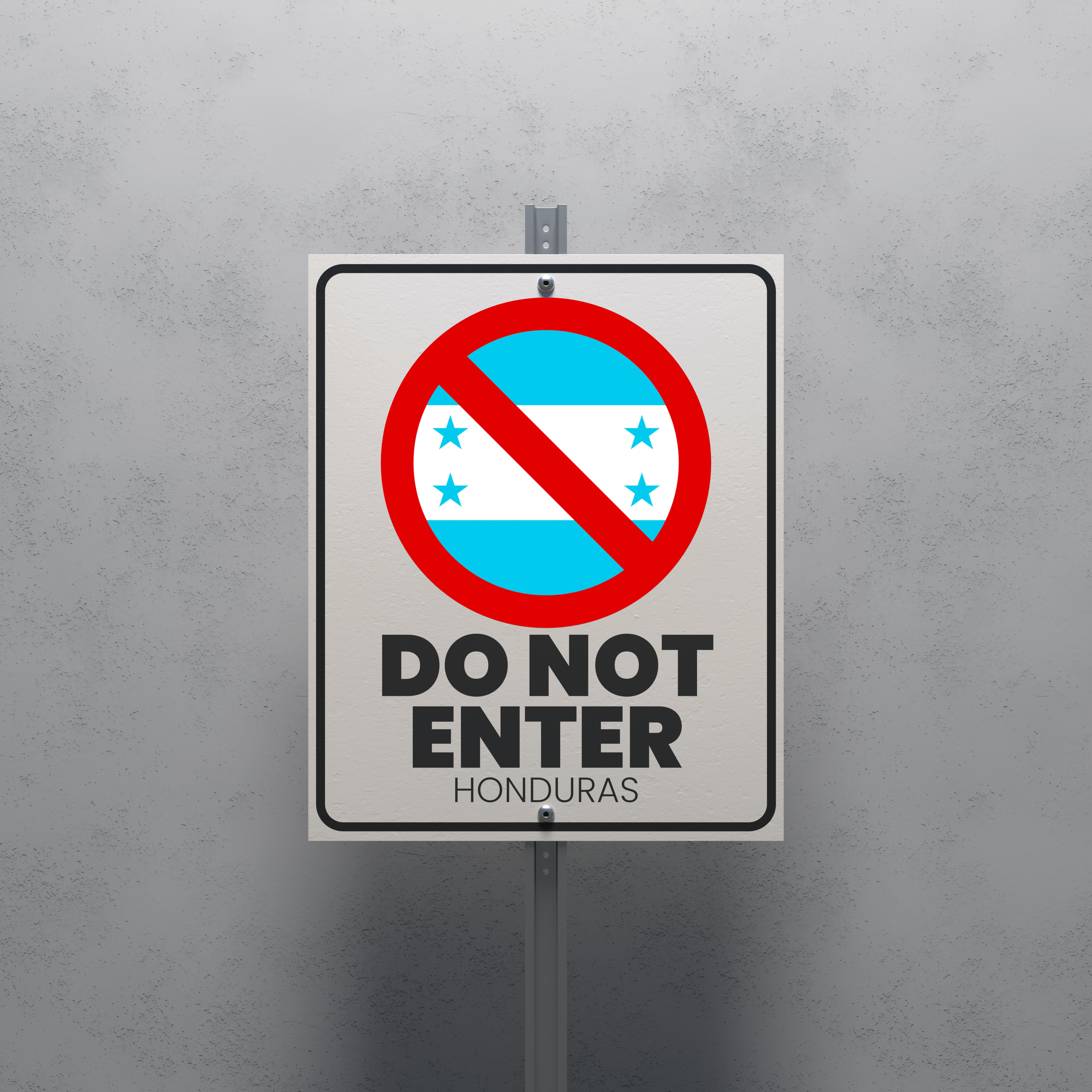No Entry sign displaying the Honduras flag