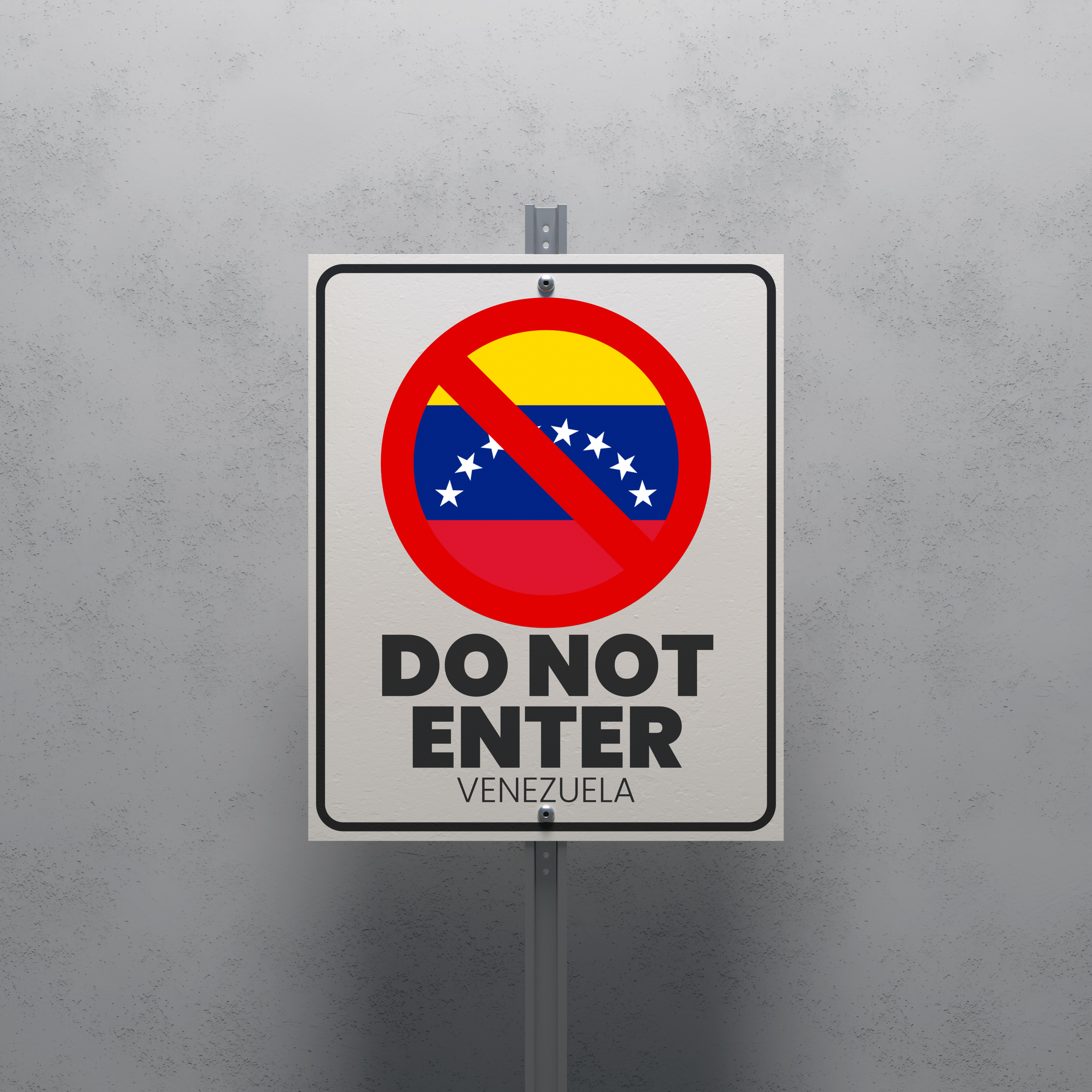 No Entry sign displaying the Venezuela flag