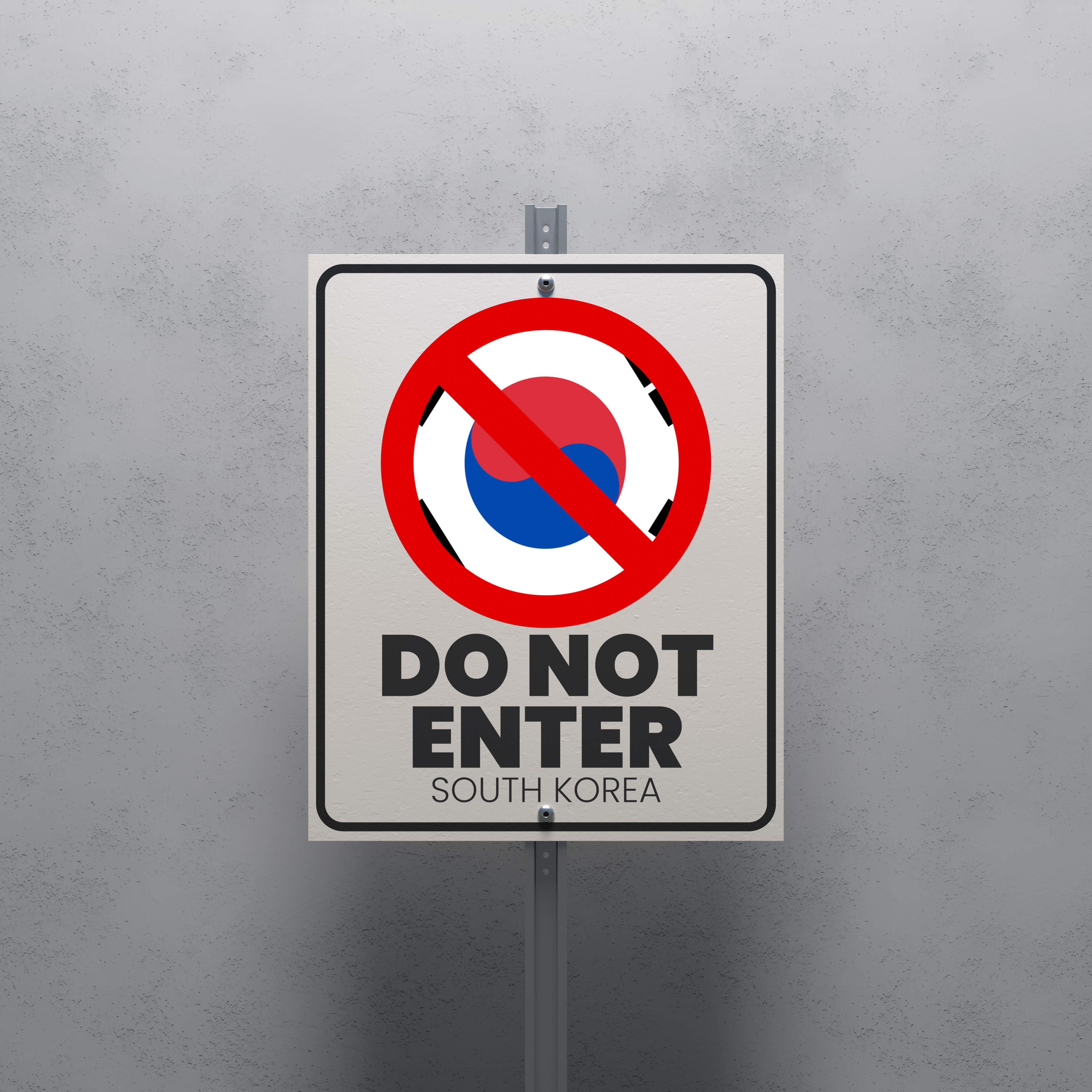 No Entry sign displaying the South Korea flag