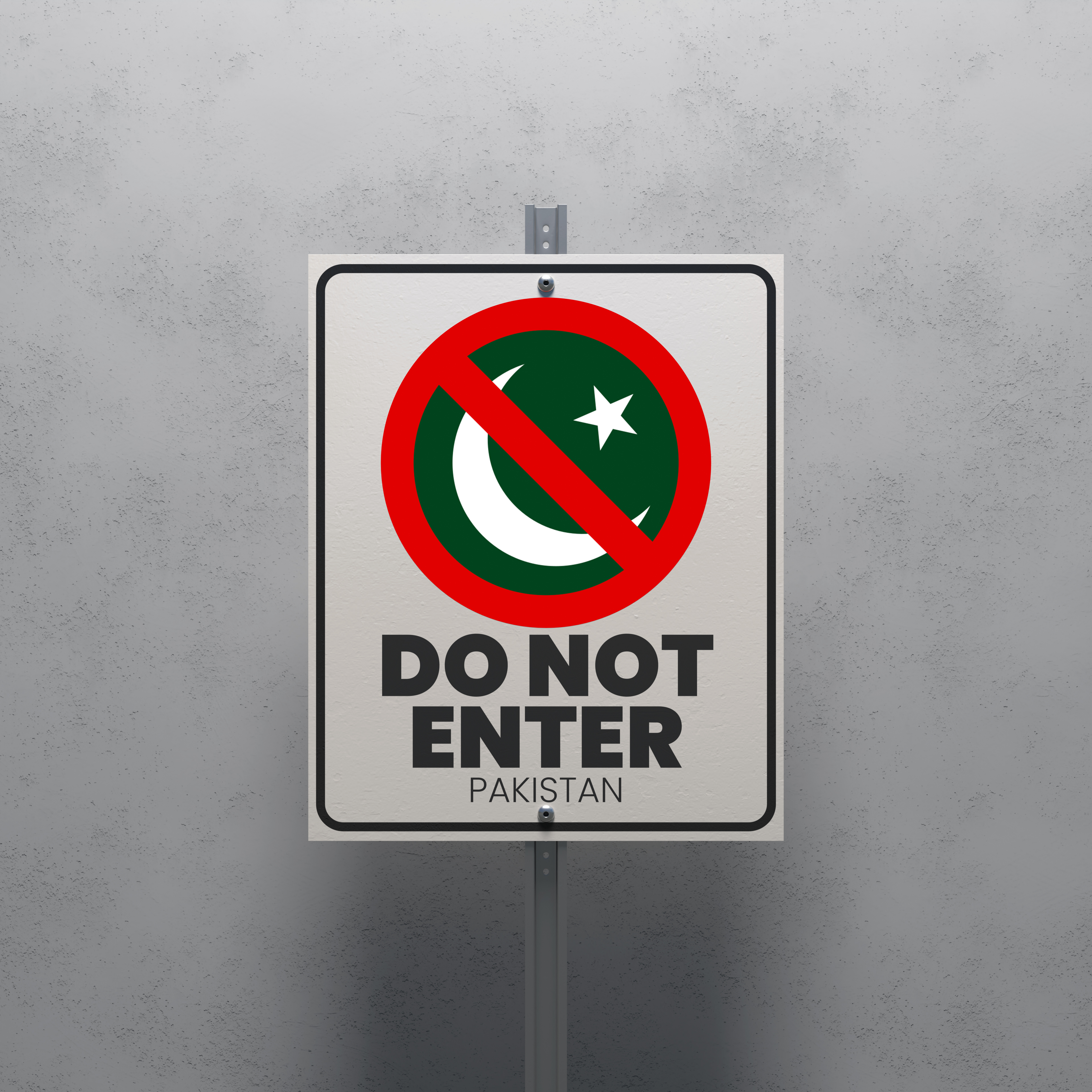 No Entry sign displaying the Pakistan flag