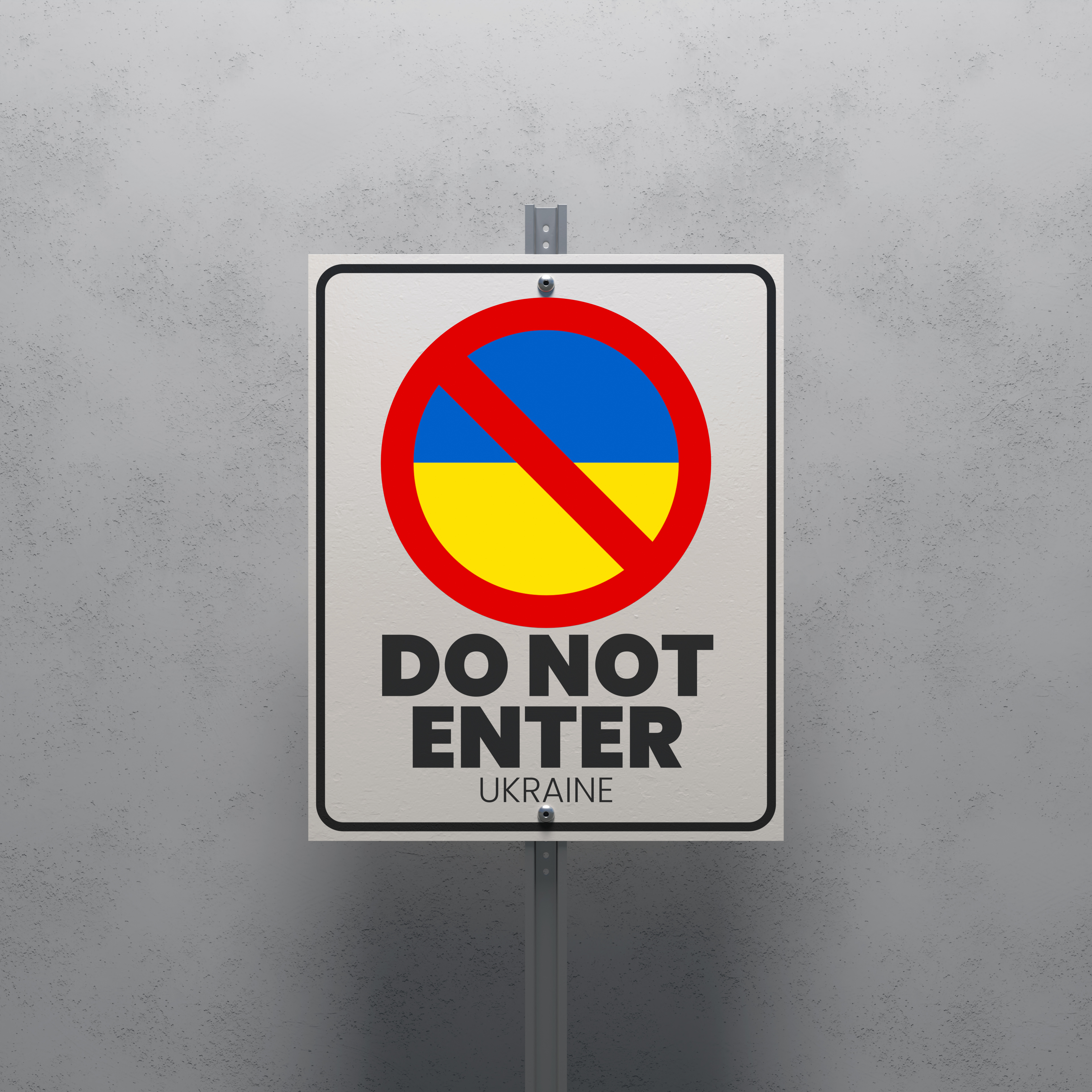 No Entry sign displaying the Ukraine flag