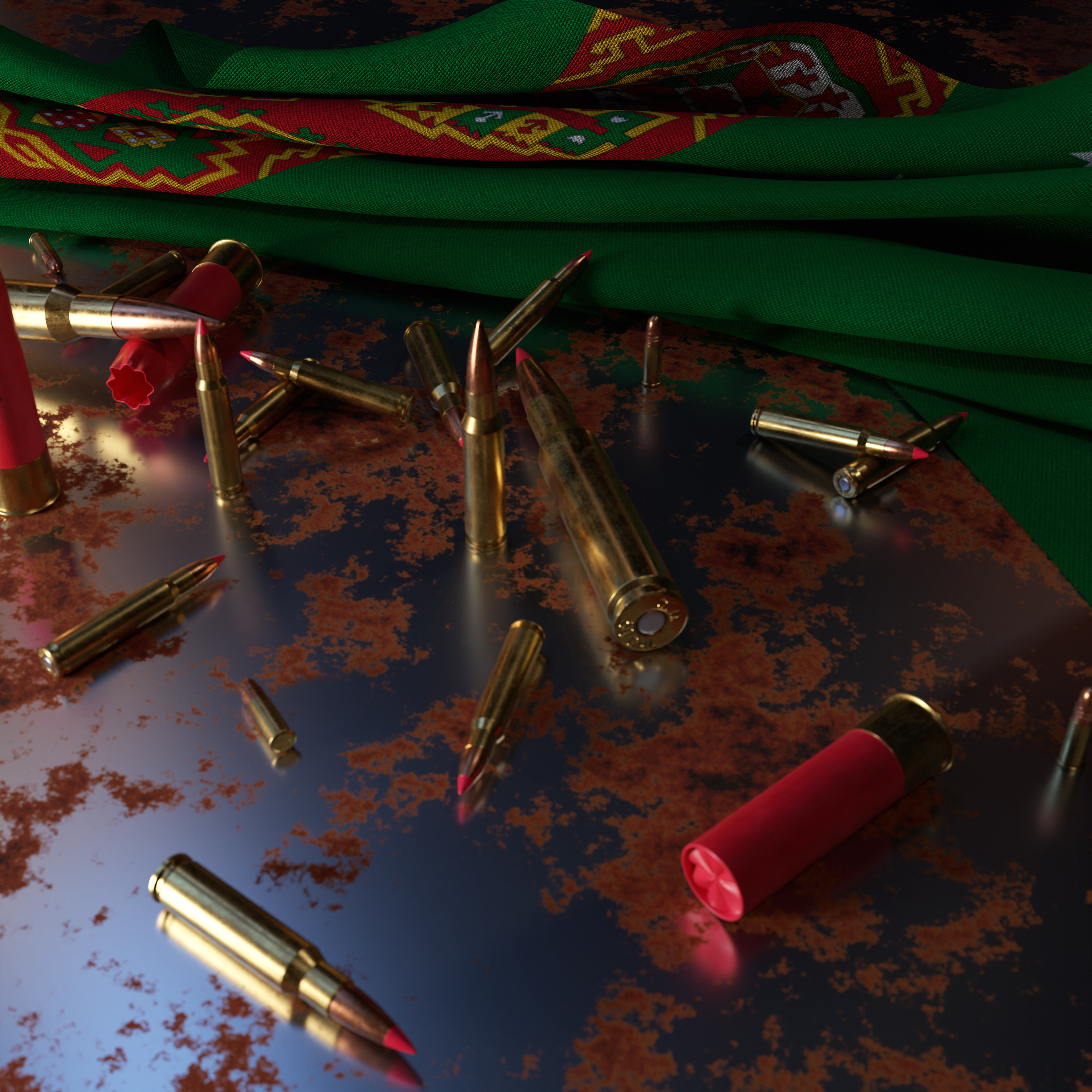 Turkmenistan Flag with Bullets On Rusty Metal Plate