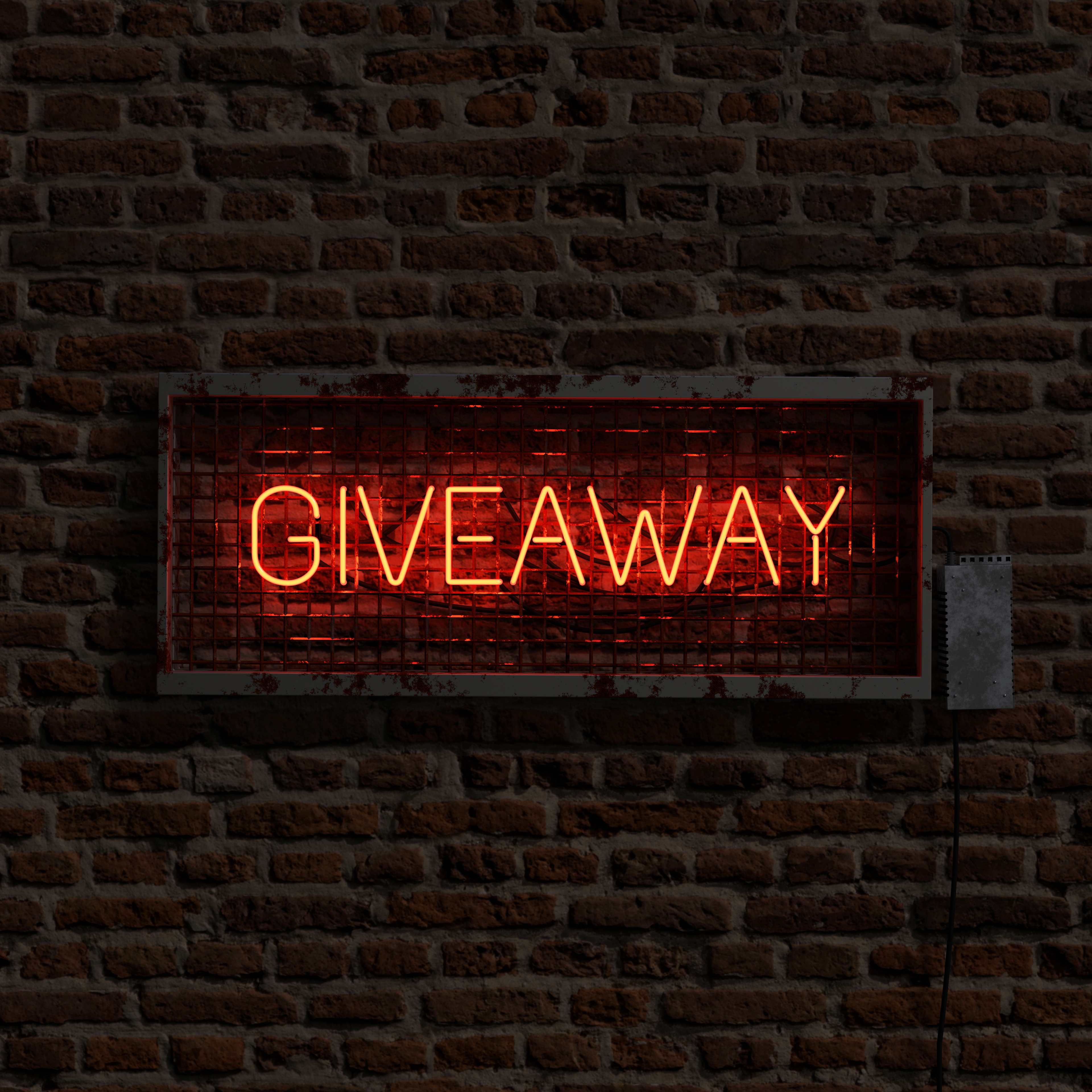 Orange Giveaway Neon With Brick Background