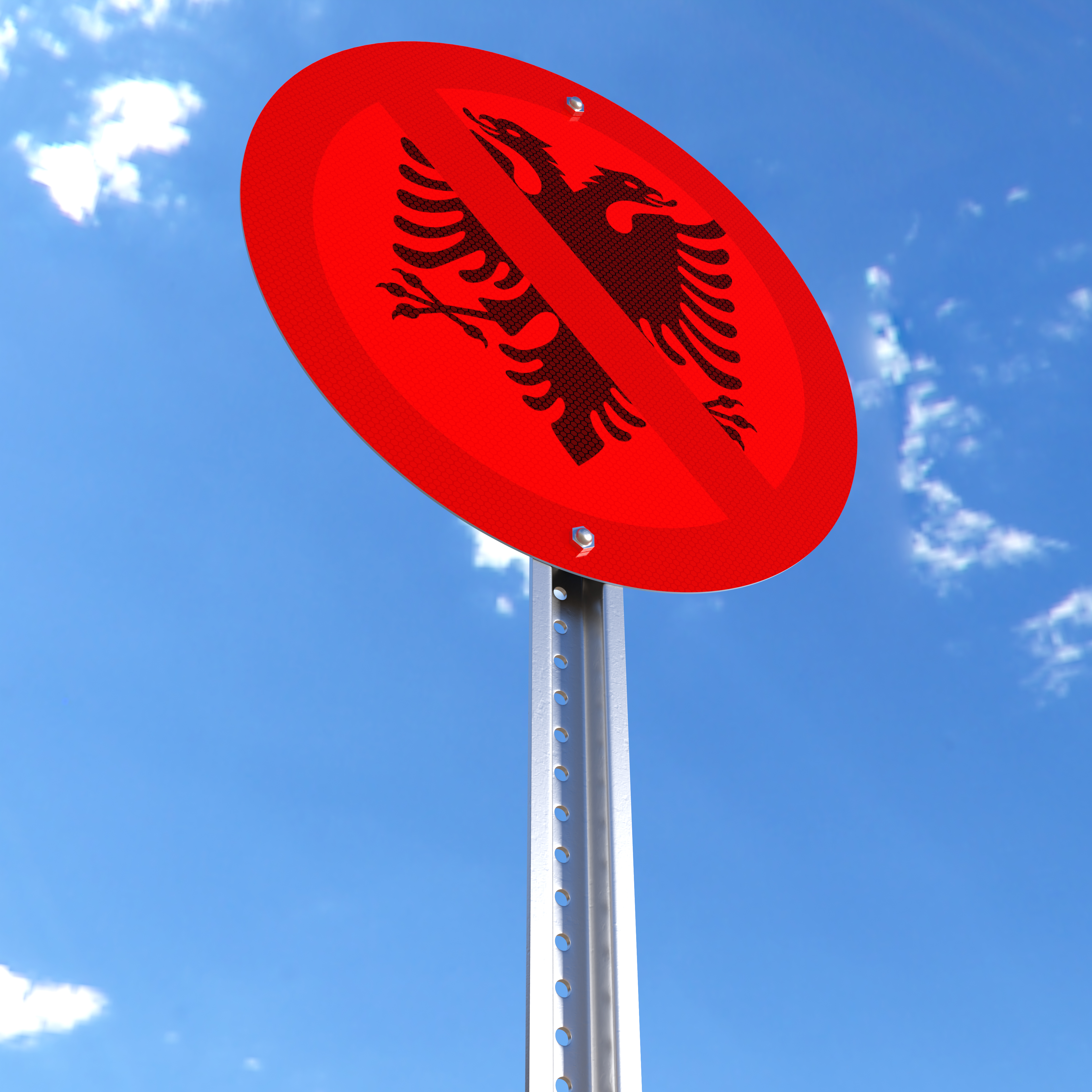 Do Not Enter sign with the flag of Albania
