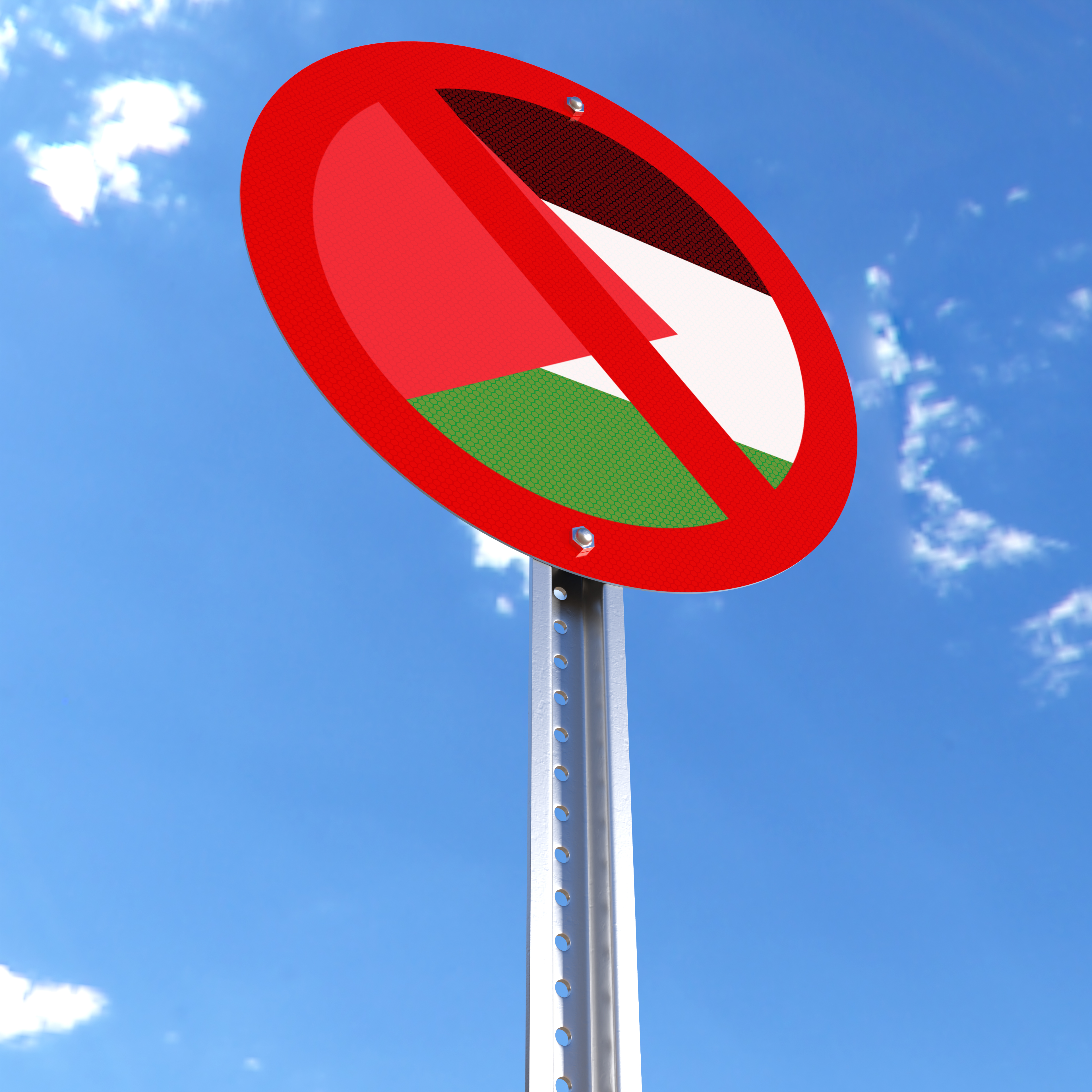 Do Not Enter sign with the flag of Palestine