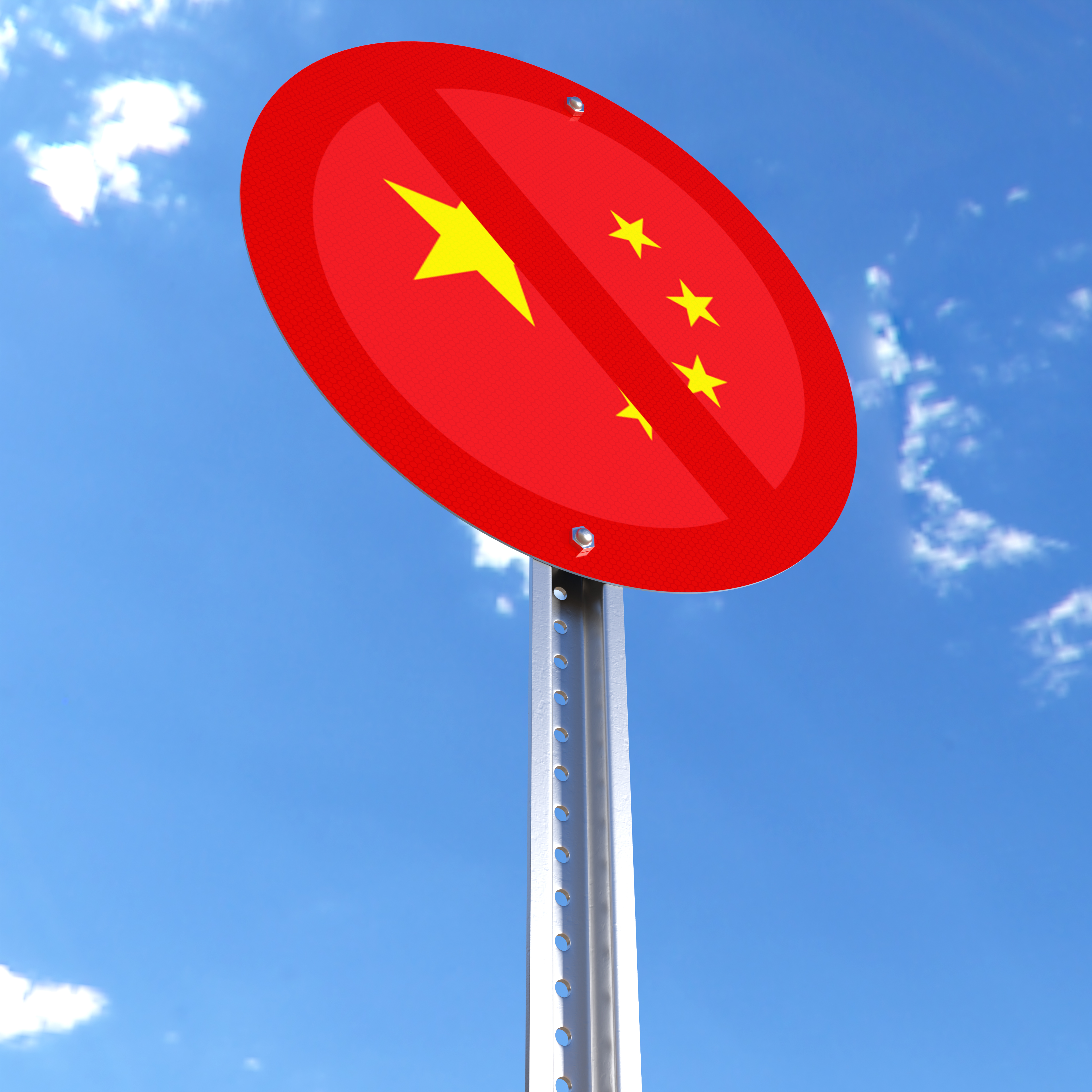 Do Not Enter sign with the flag of China