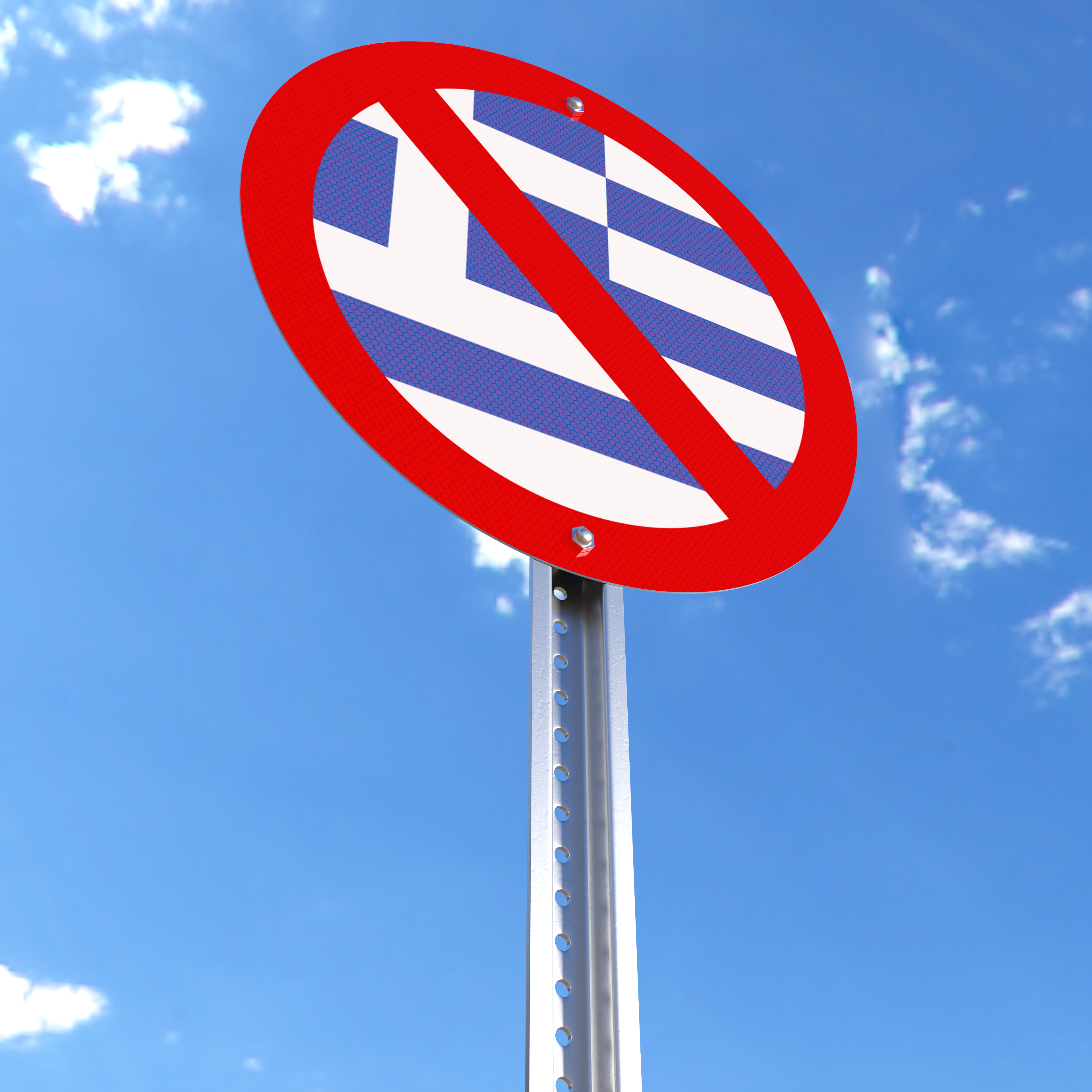 Do Not Enter sign with the flag of Greece