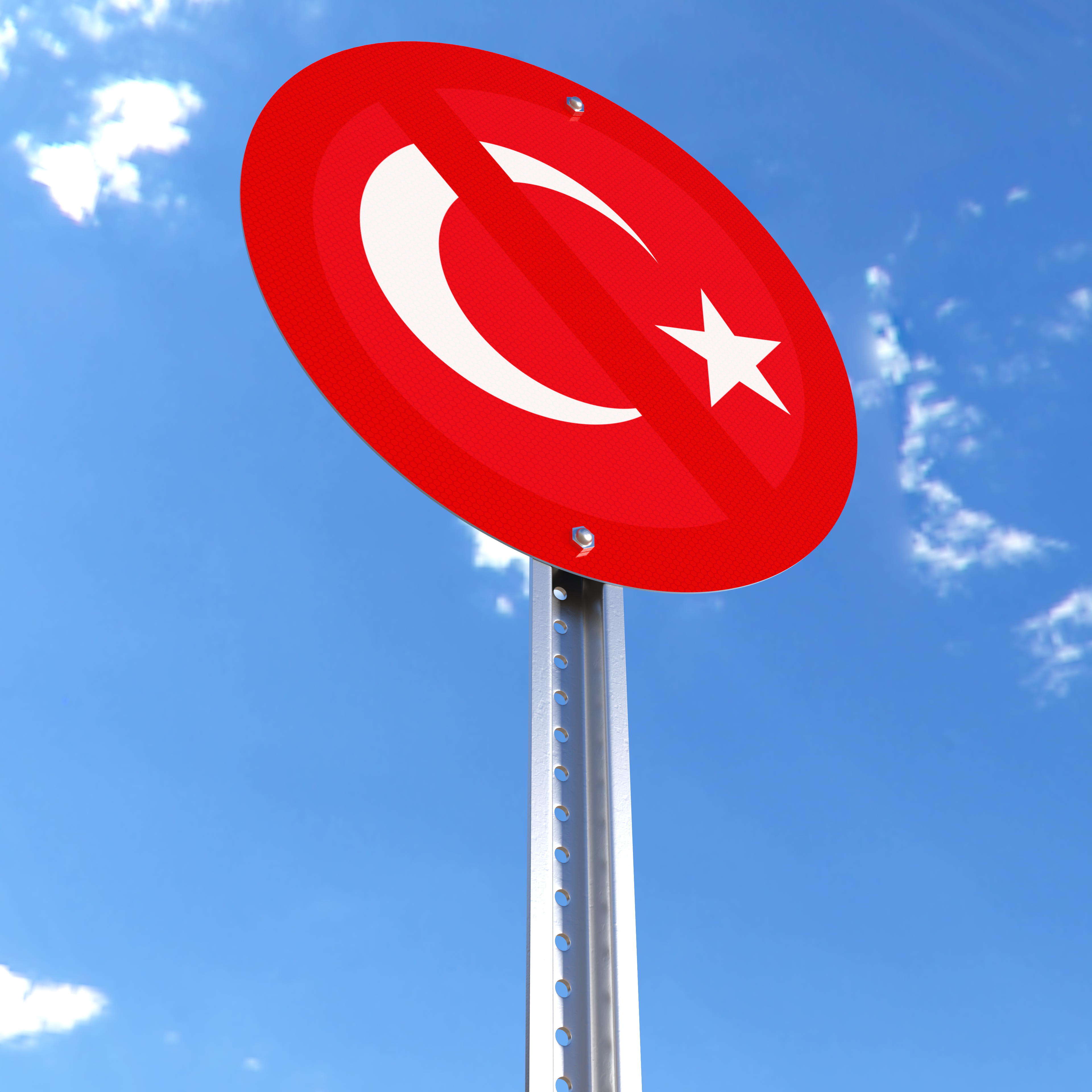 Do Not Enter sign with the flag of Turkey