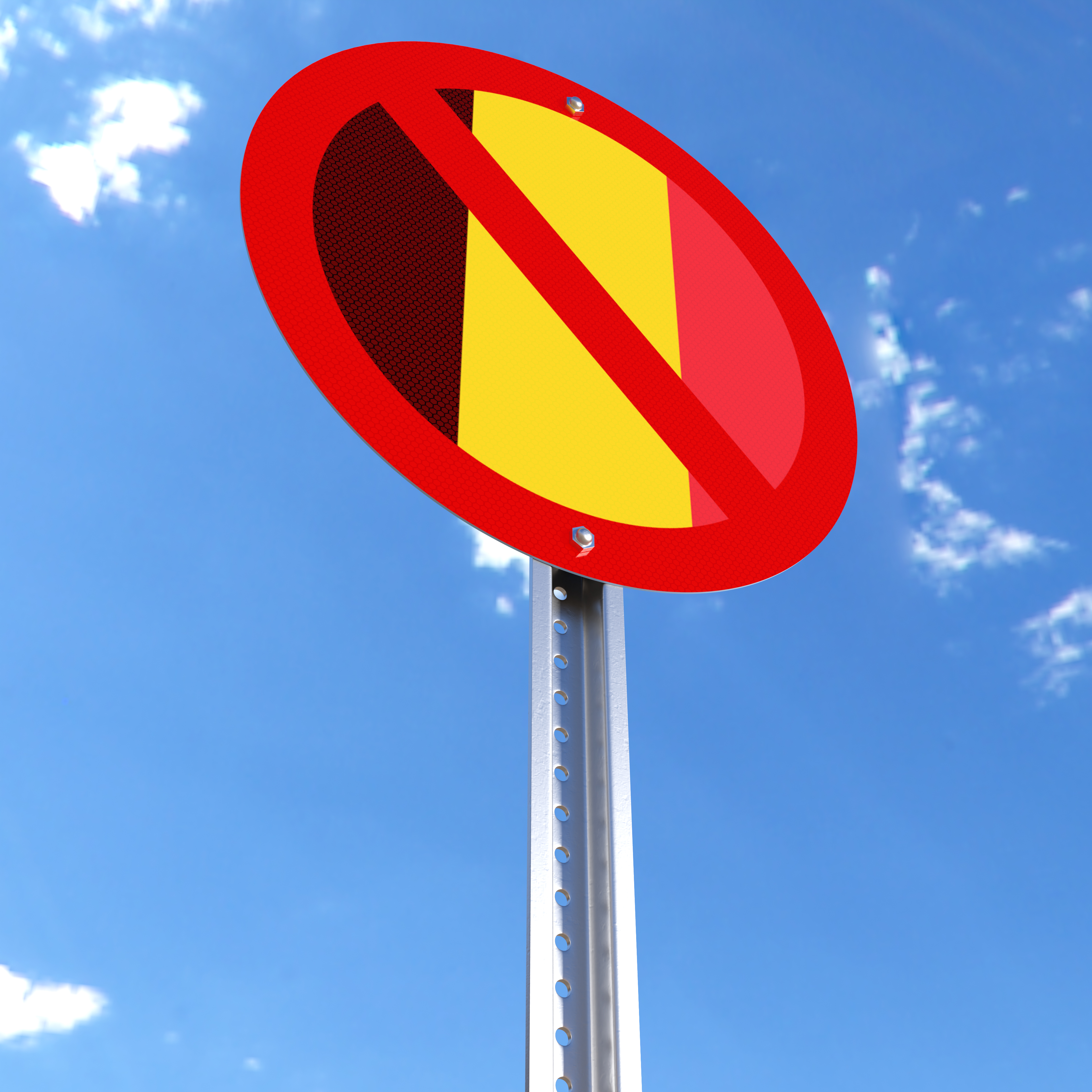 Do Not Enter sign with the flag of Belgium