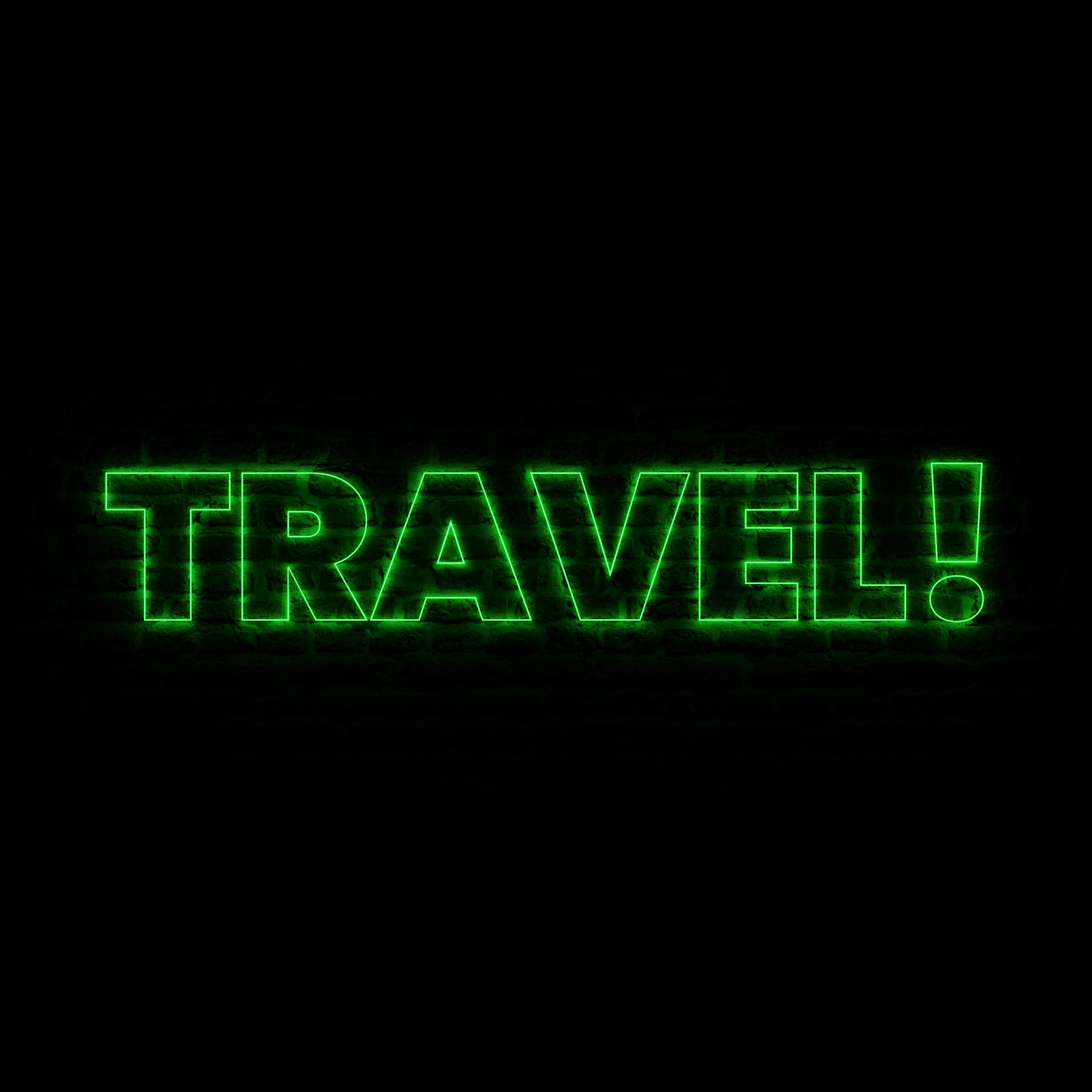 Neon TRAVEL With Dark Brick Background