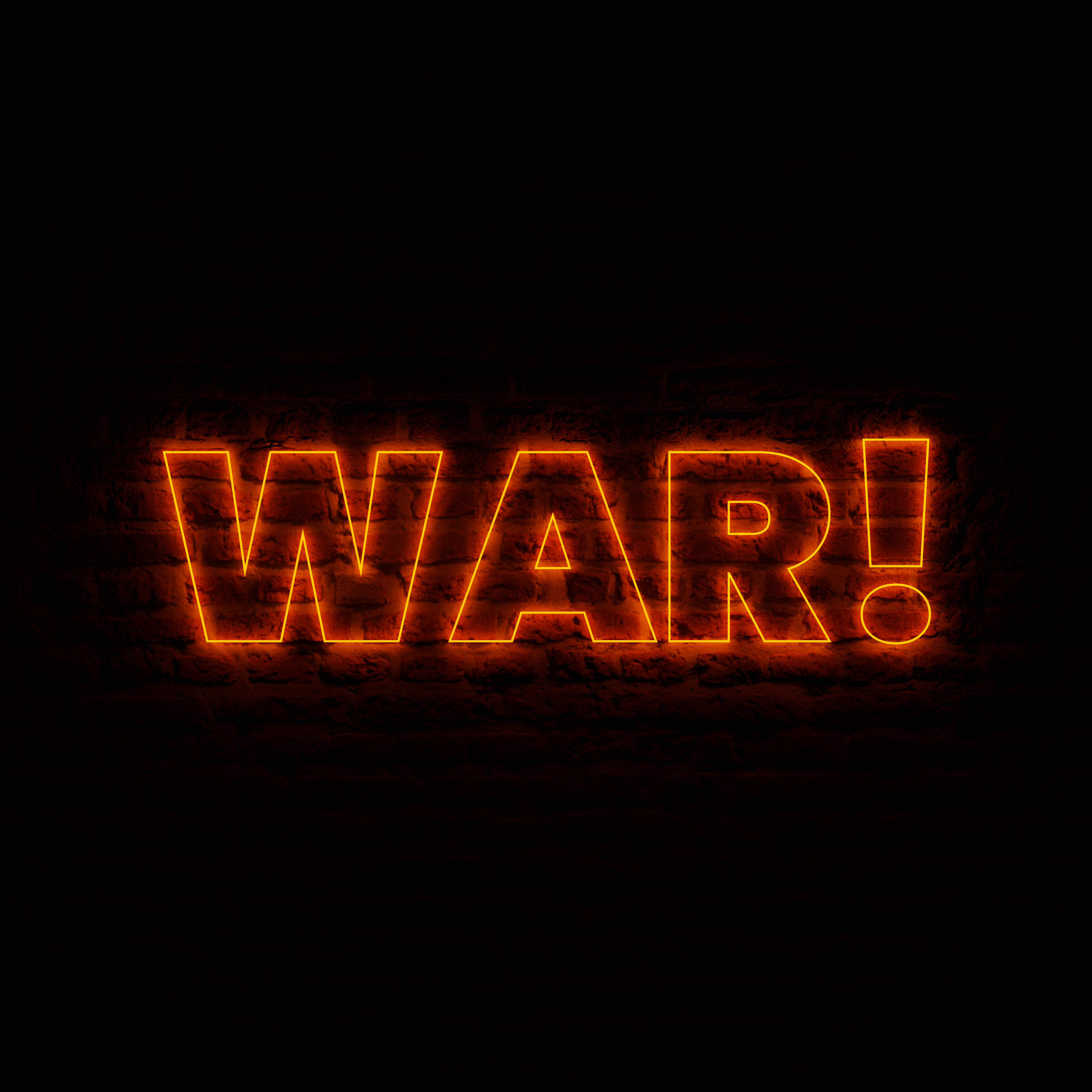 Neon WAR With Dark Brick Background