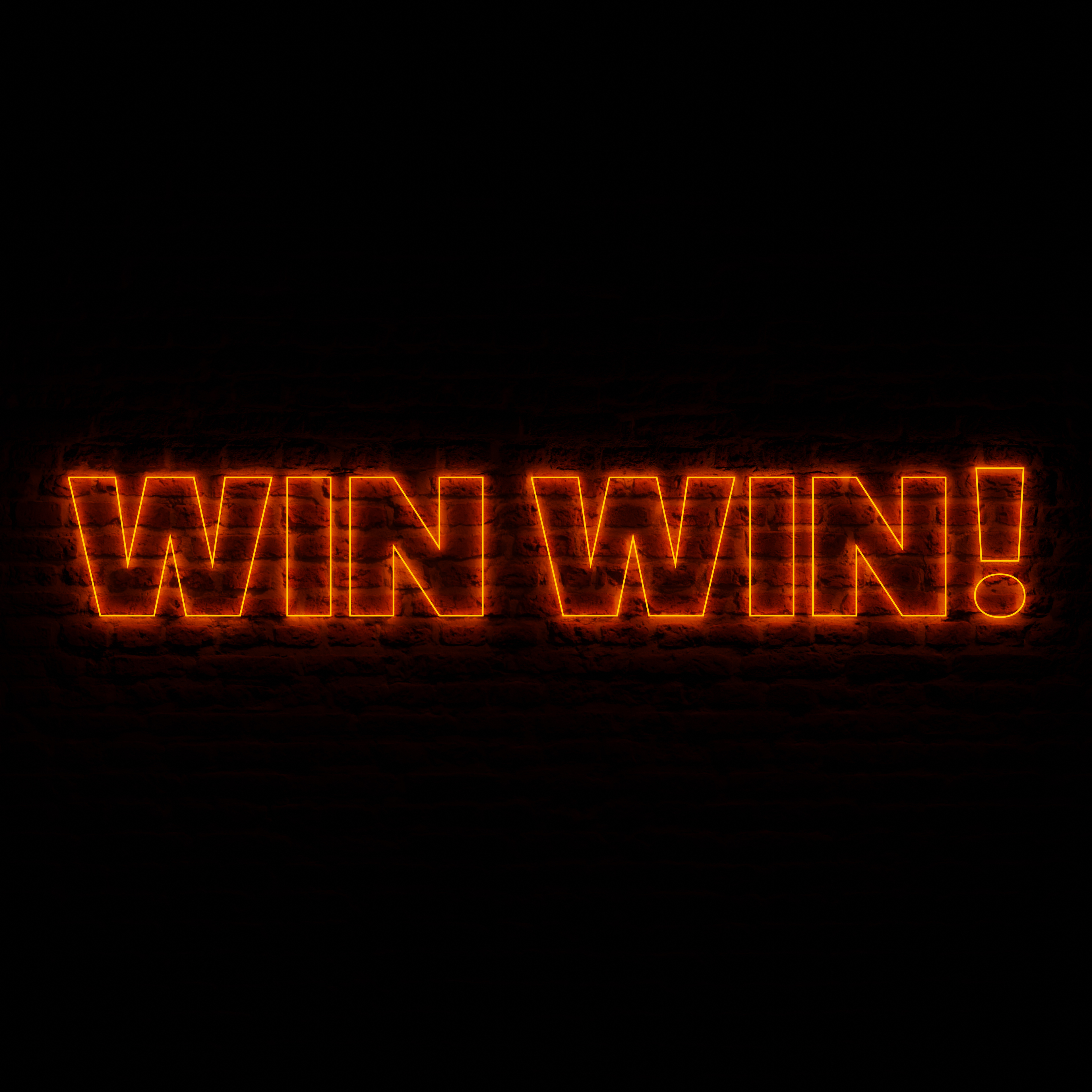 Neon WIN-WIN With Dark Brick Background