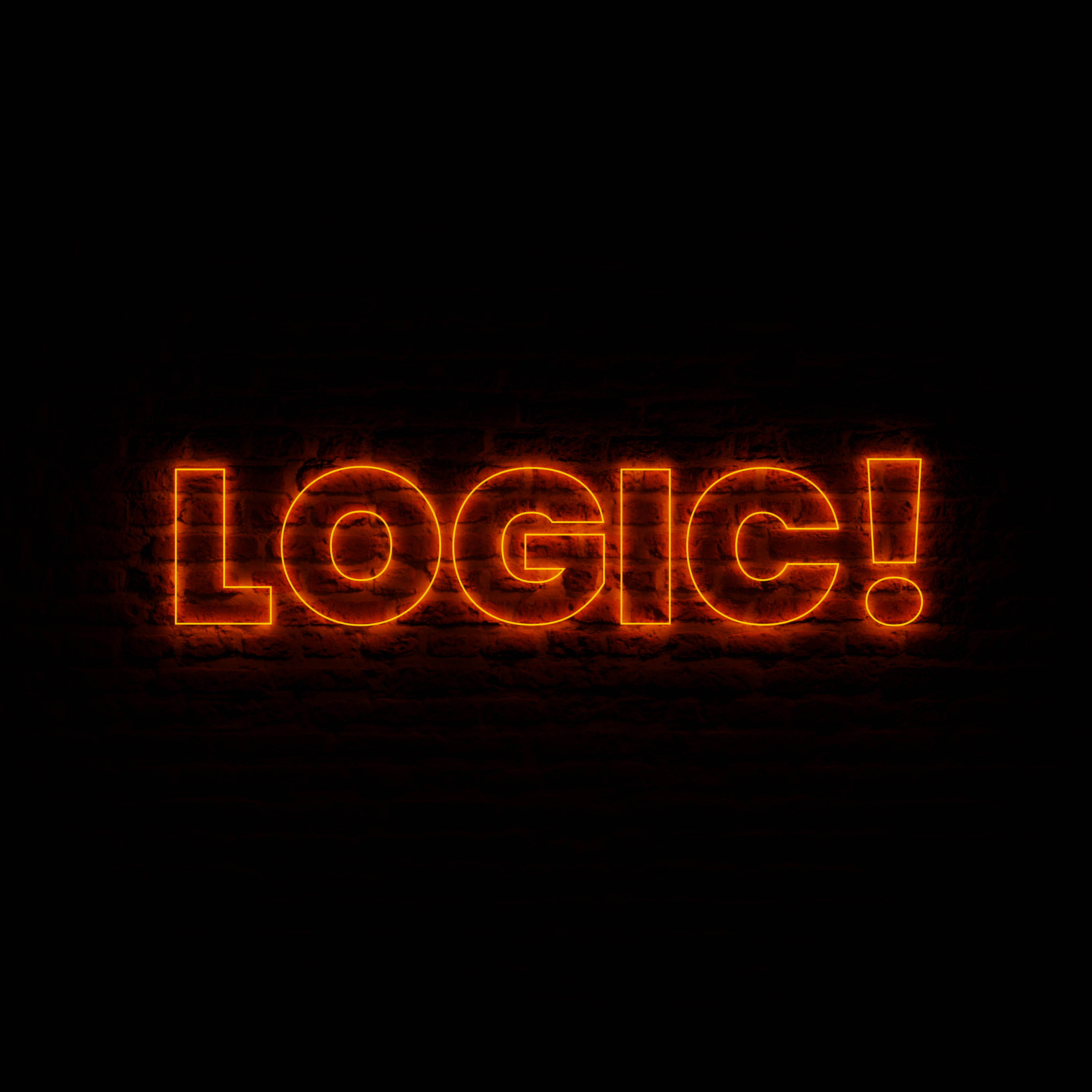 Neon Logic With Dark Brick Background