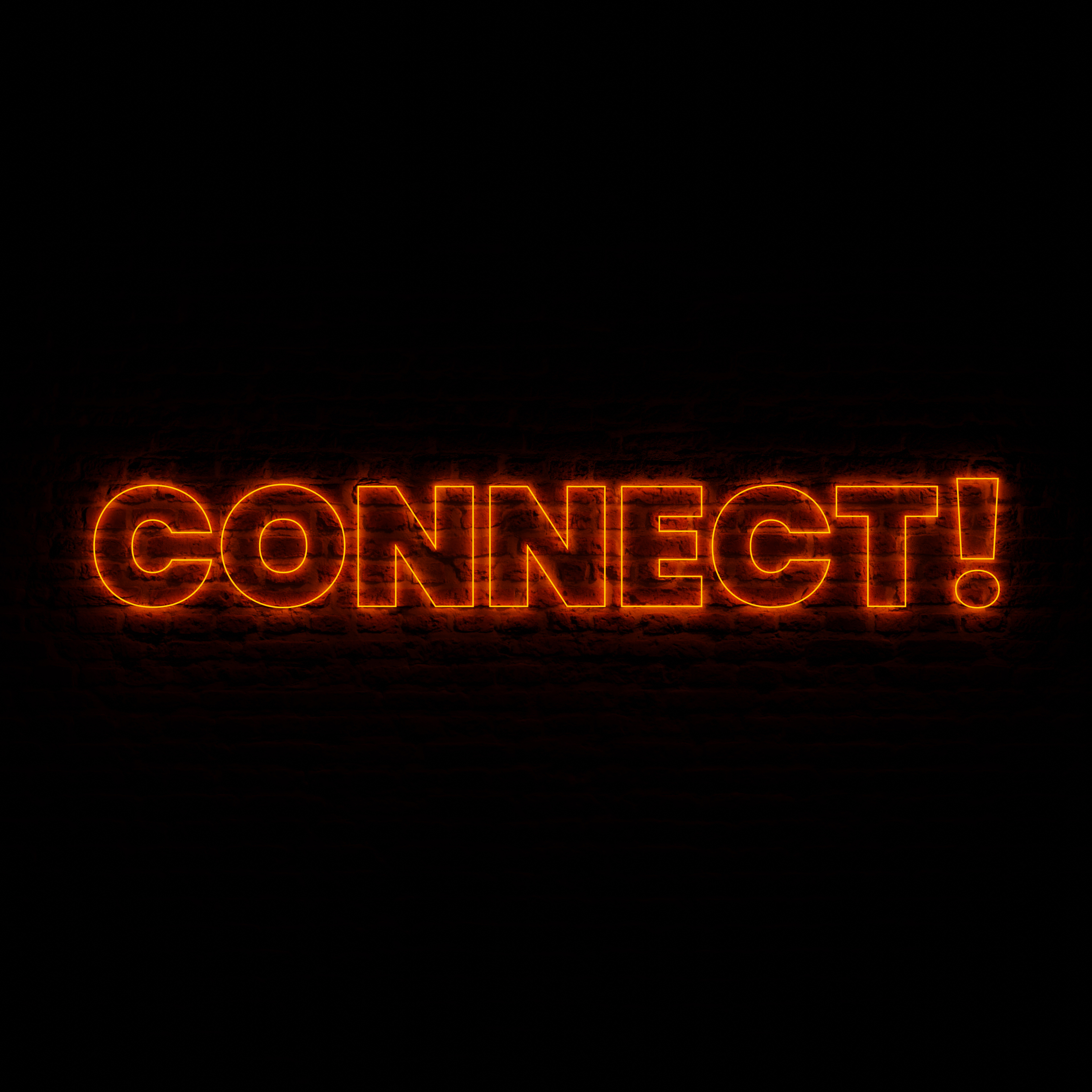 Neon CONNECT With Dark Brick Background