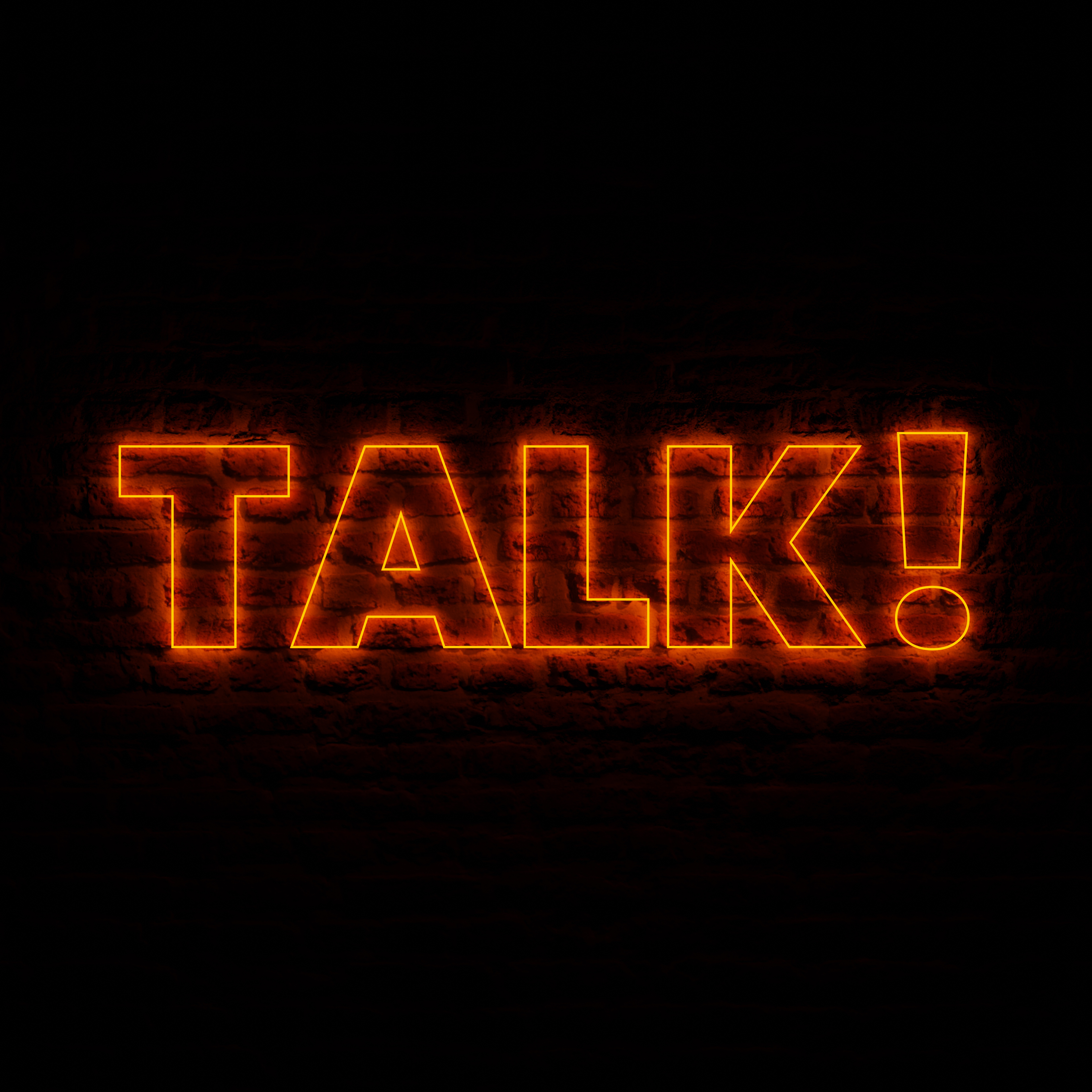 Neon TALK With Dark Brick Background