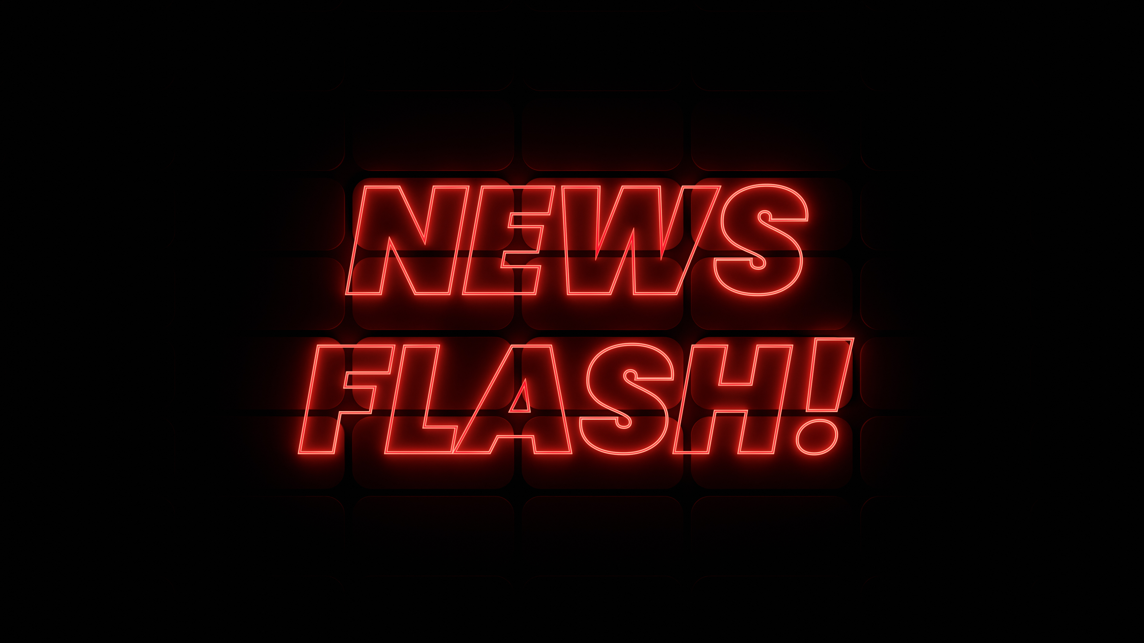 Red NEWS FLASH Fake Neon With Dark Background