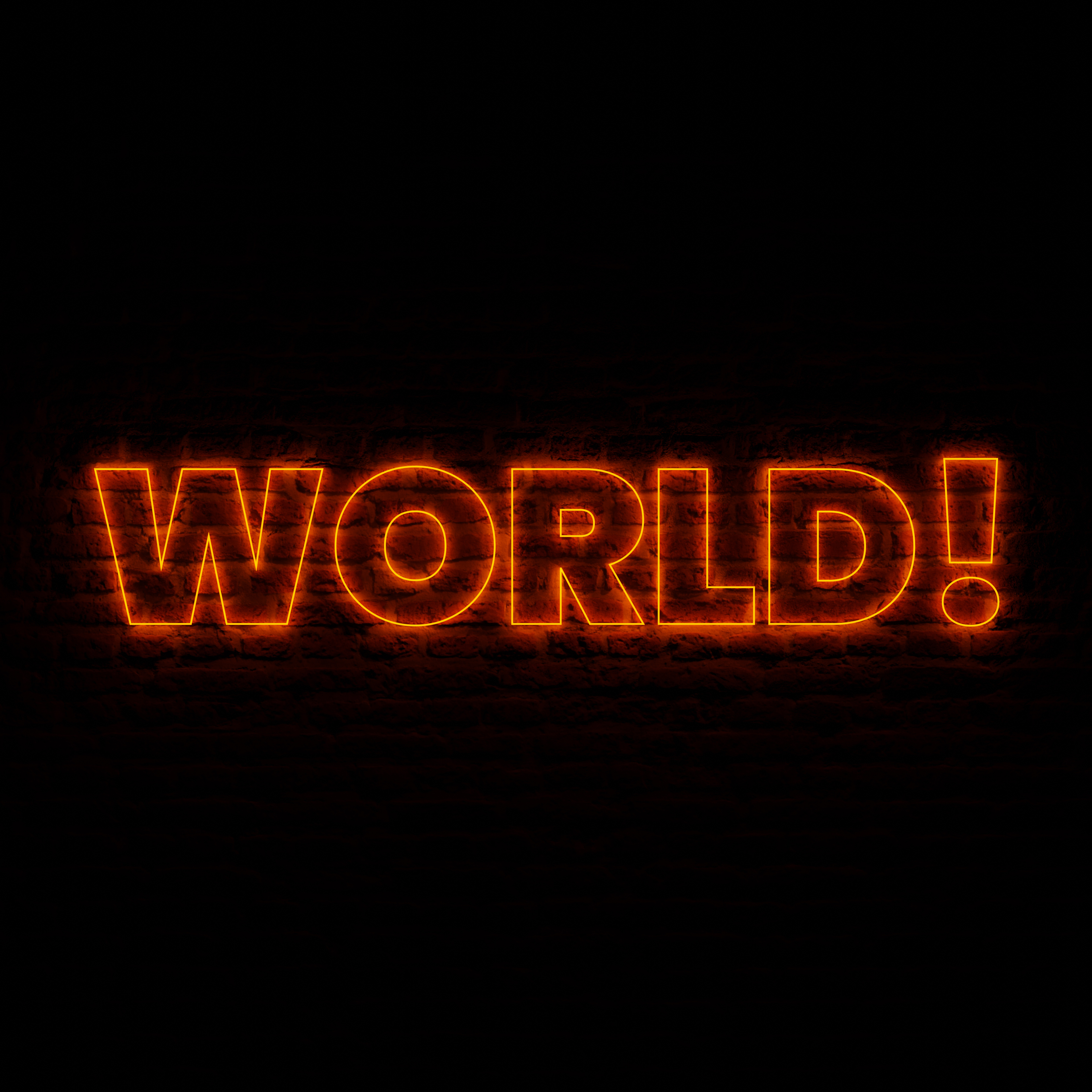 Neon WORLD With Dark Brick Background