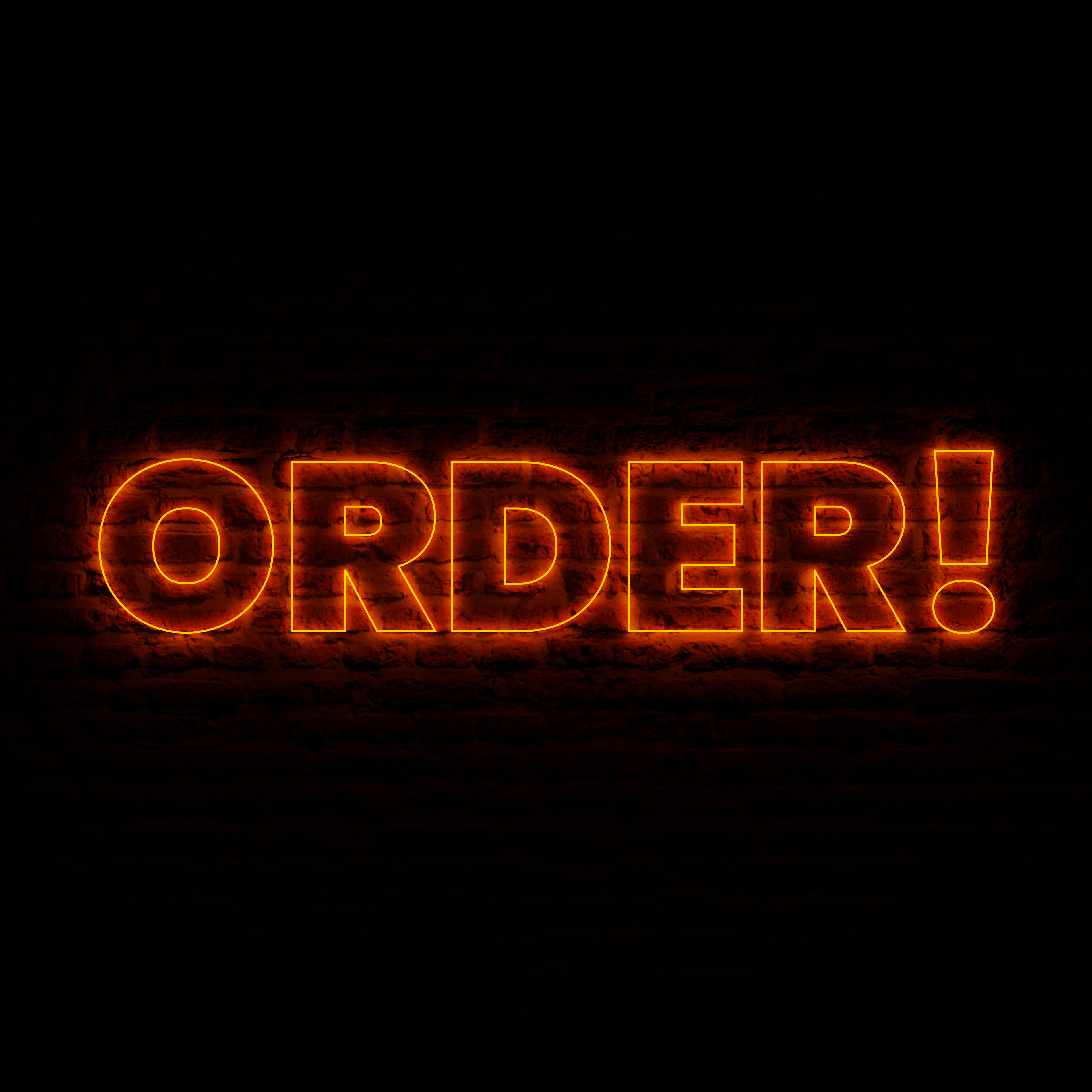 Neon ORDER With Dark Brick Background