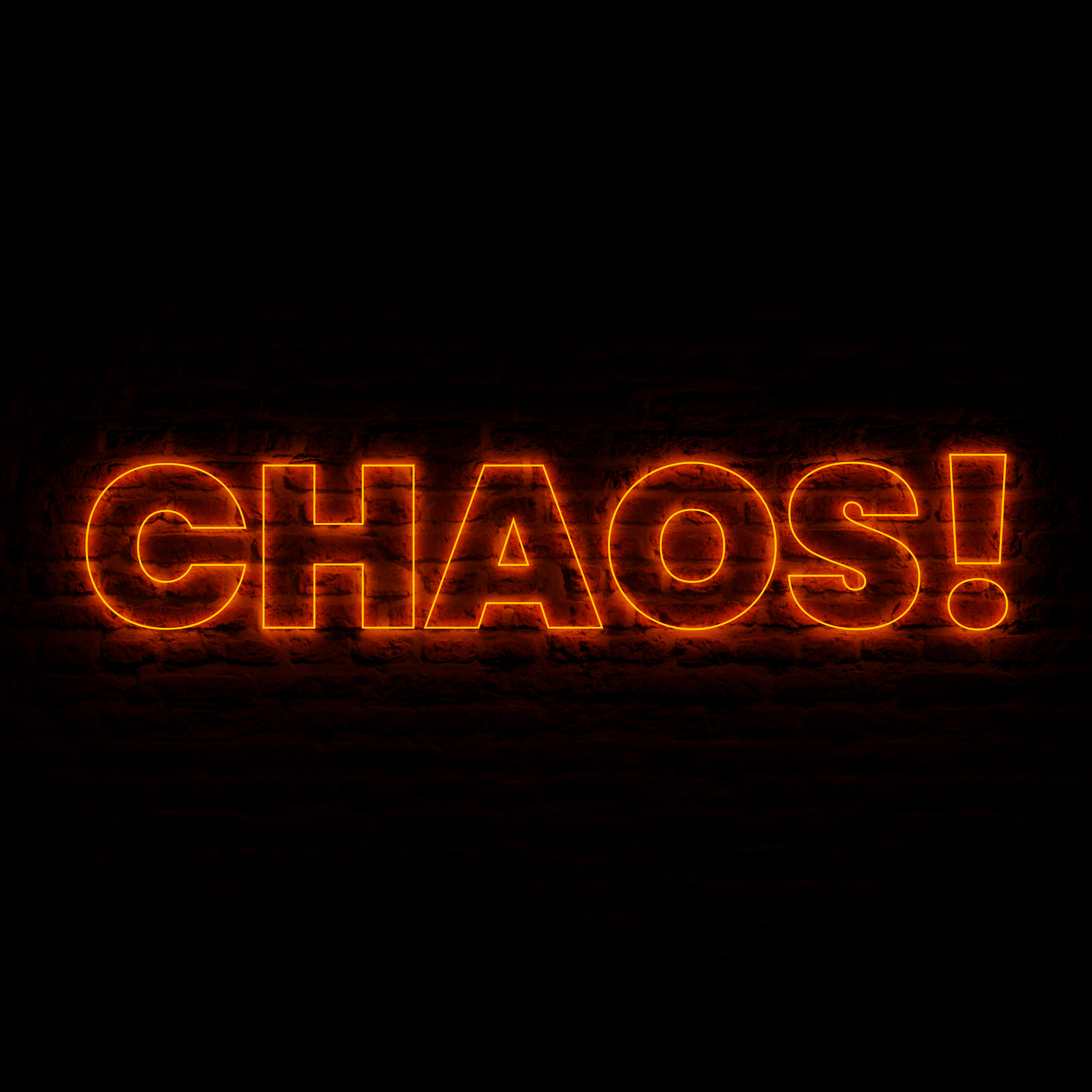 Neon CHAOS With Dark Brick Background
