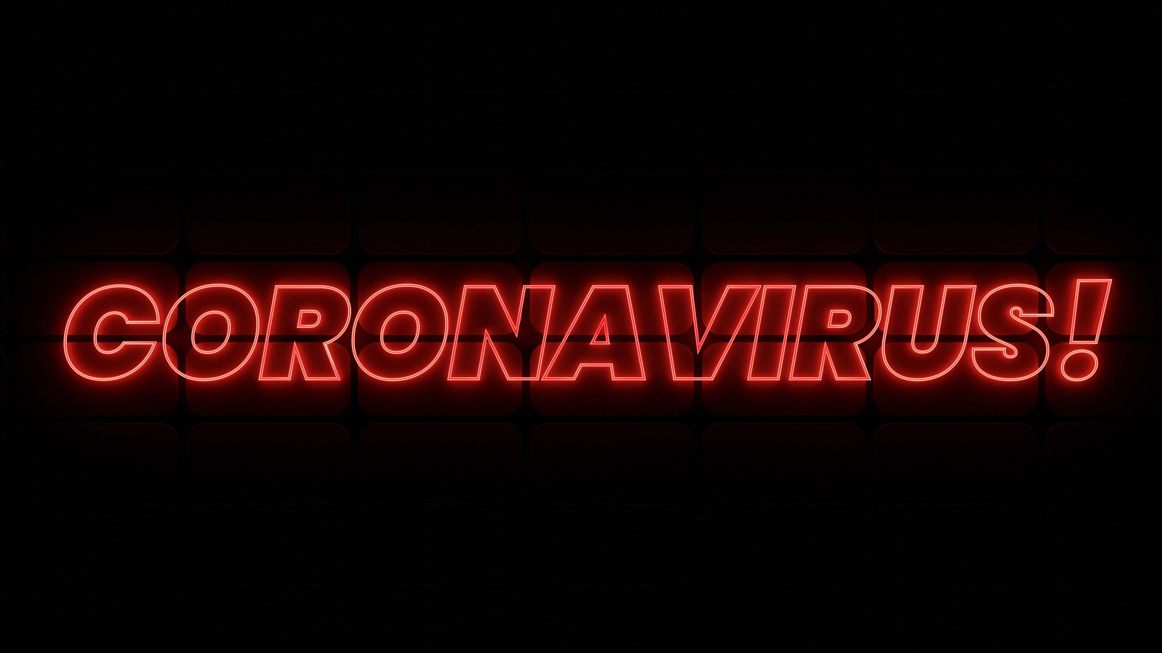 Red CORONAVIRUS Fake Neon With Dark Background