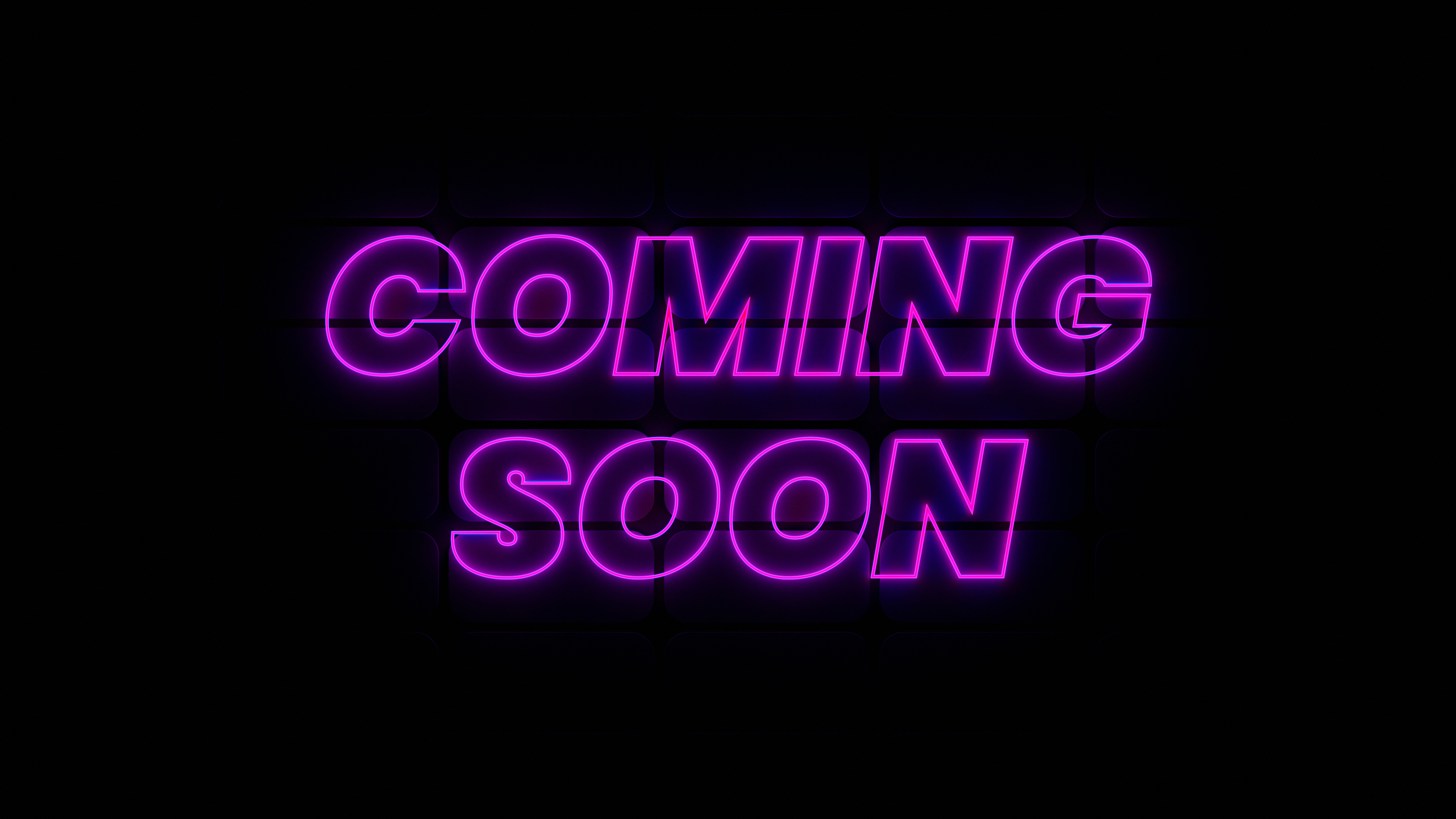 Purple COMING SOON Fake Neon With Dark Background