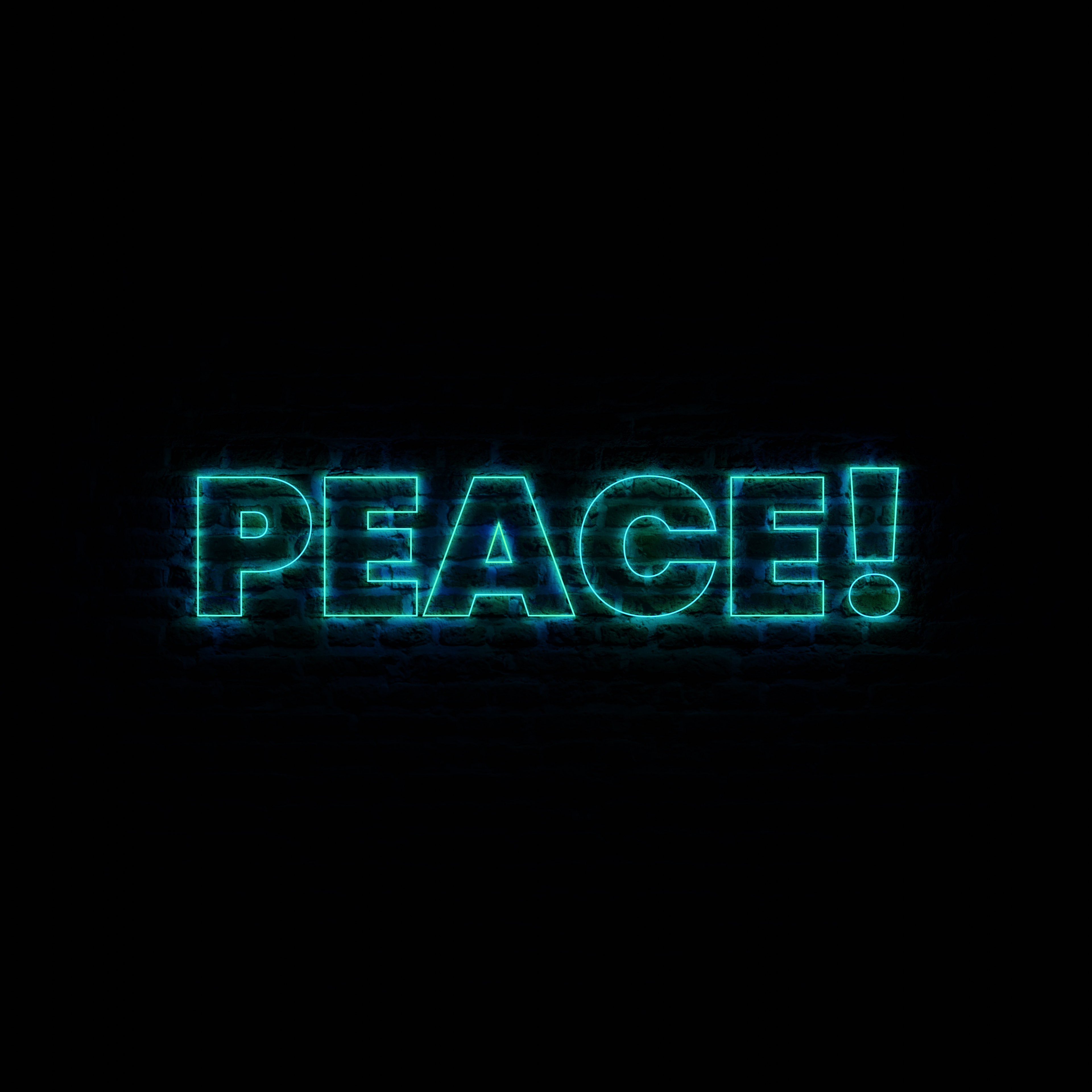 Neon PEACE With Dark Brick Background