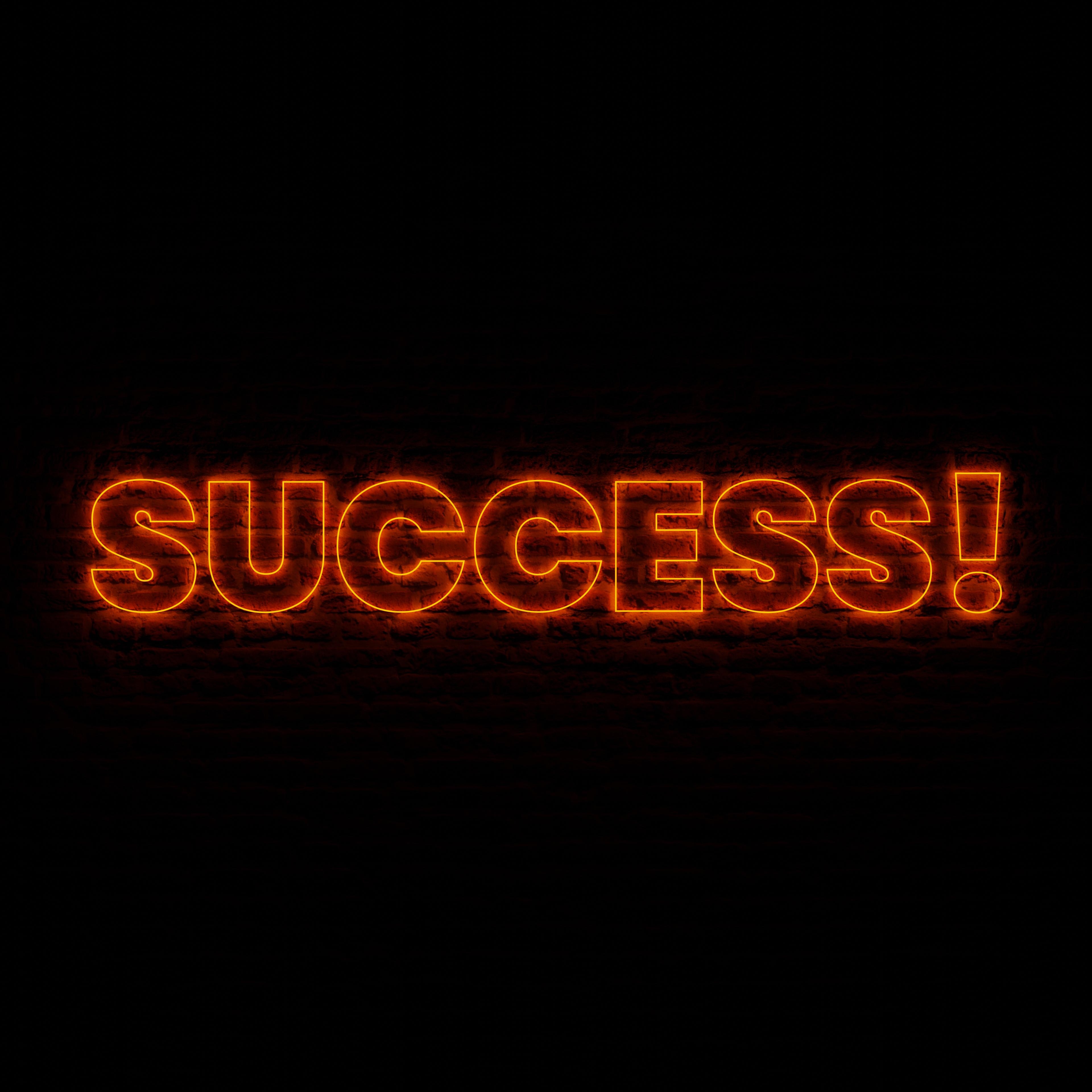Neon SUCCESS With Dark Brick Background