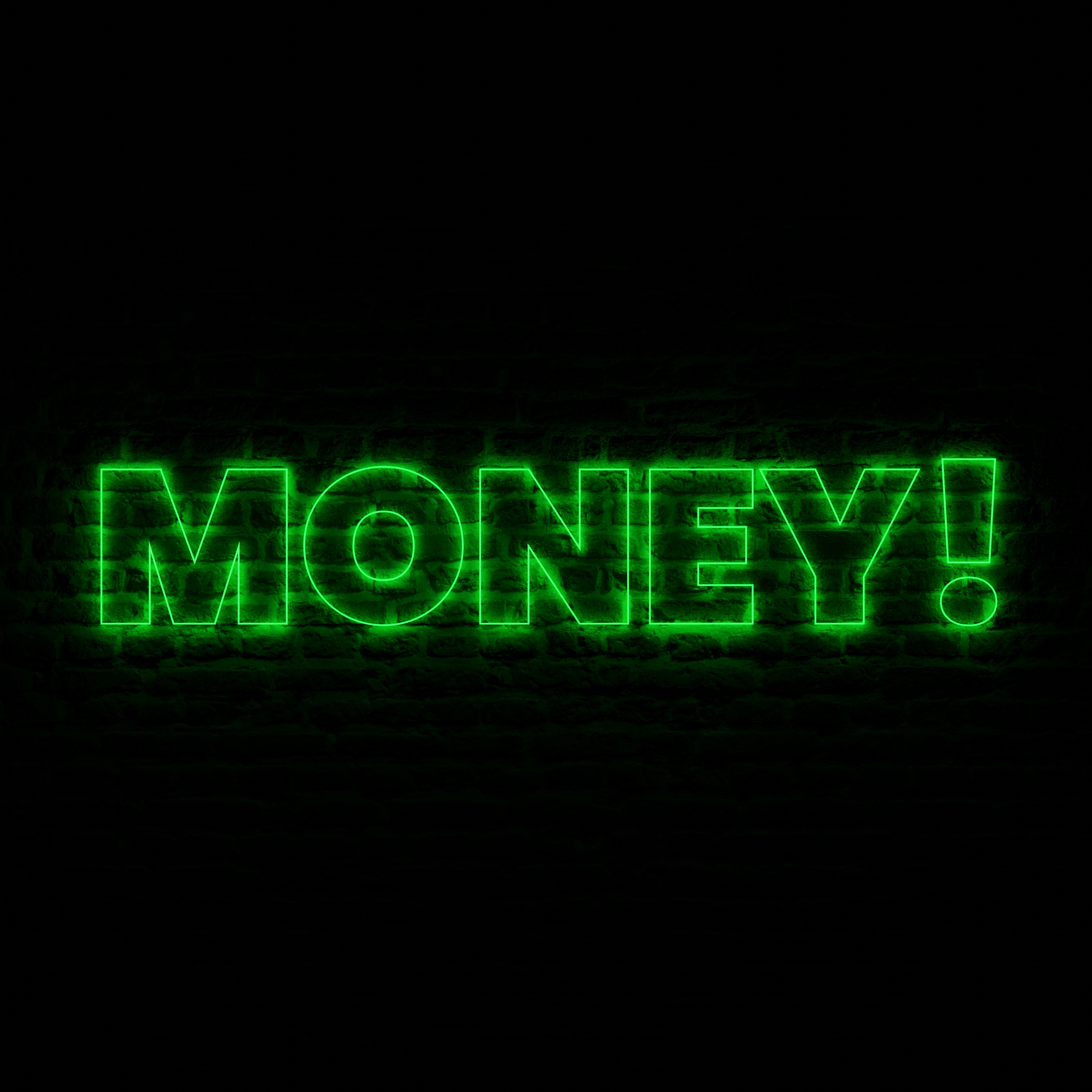 Neon Money With Dark Brick Background