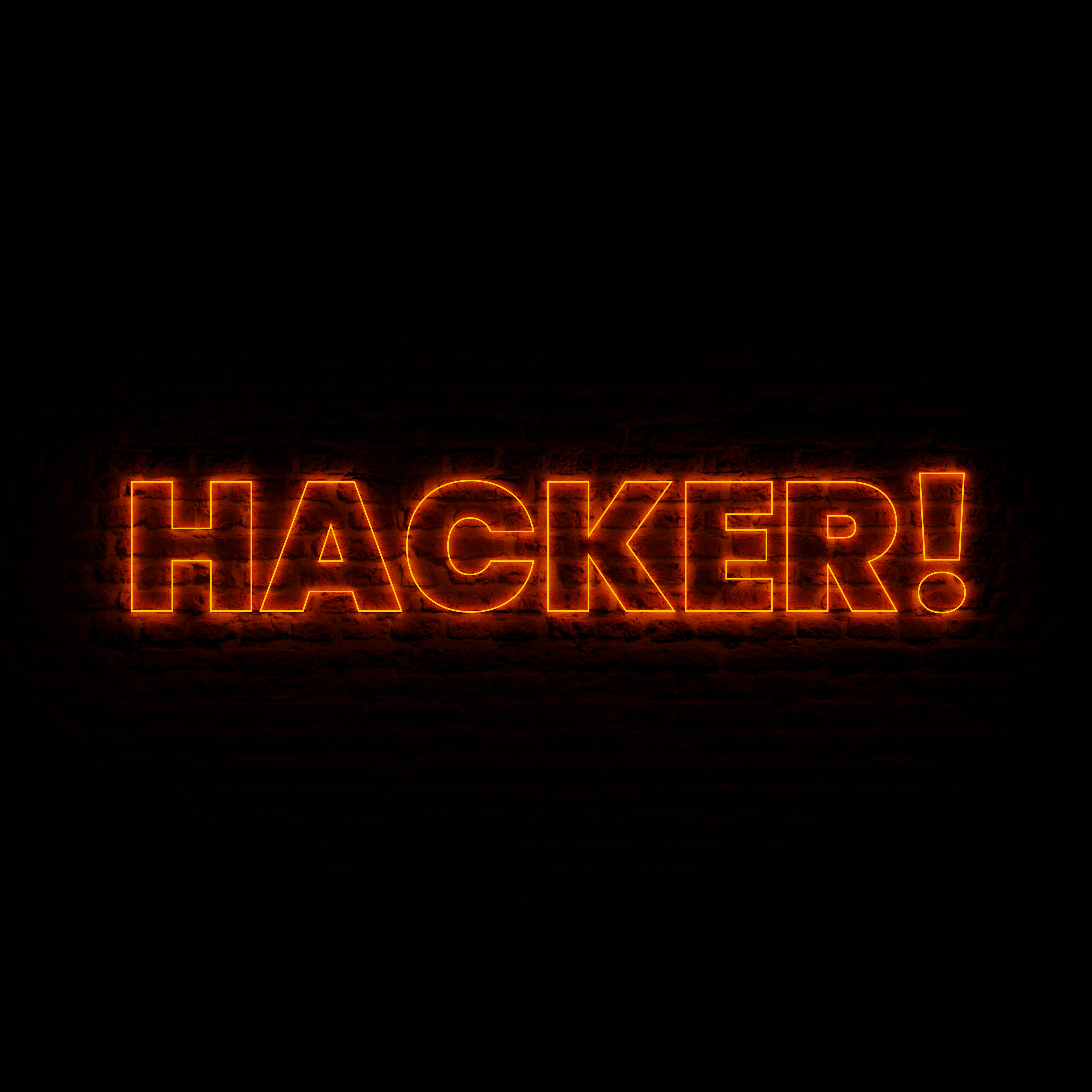 Neon HACKER With Dark Brick Background