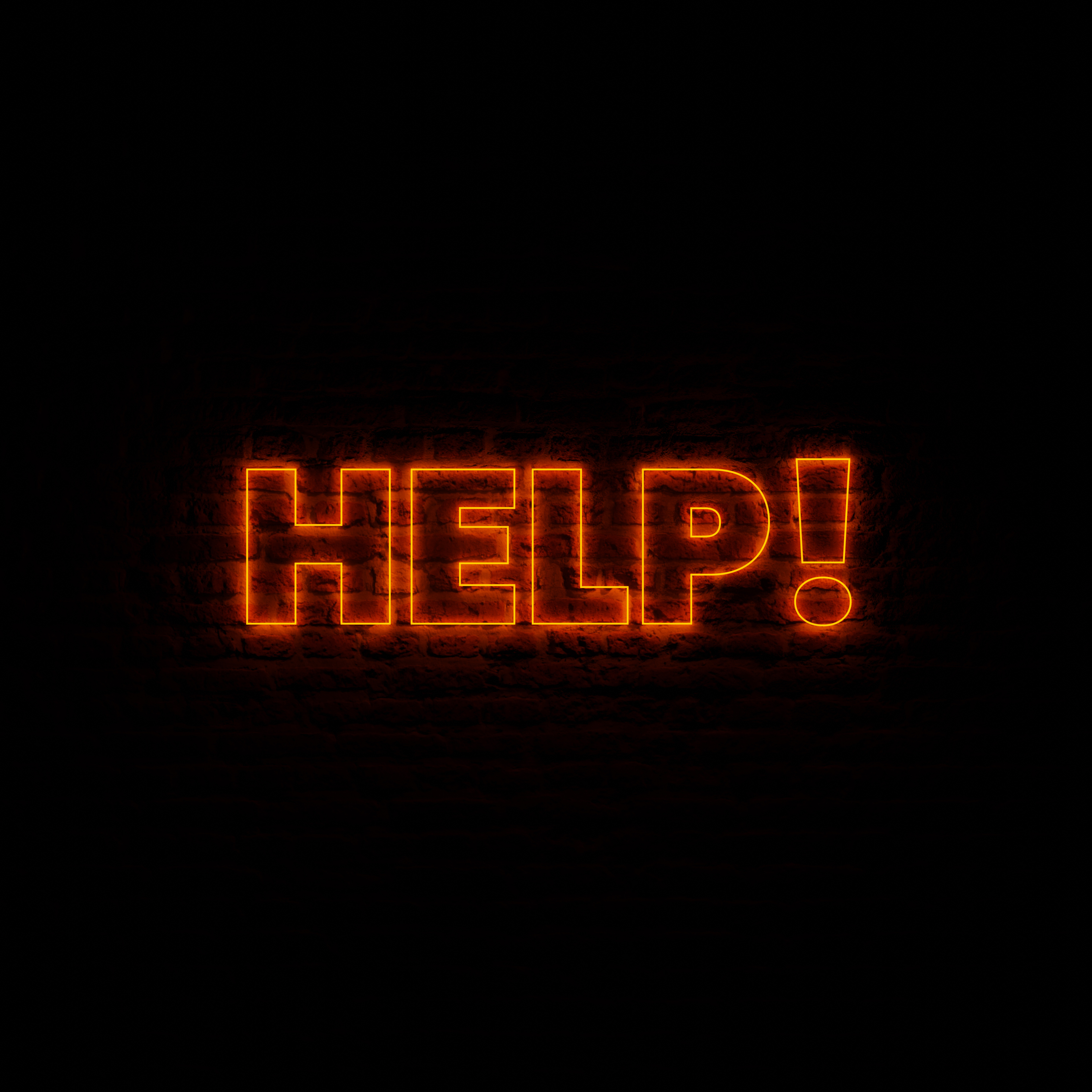 Neon Help With Dark Brick Background