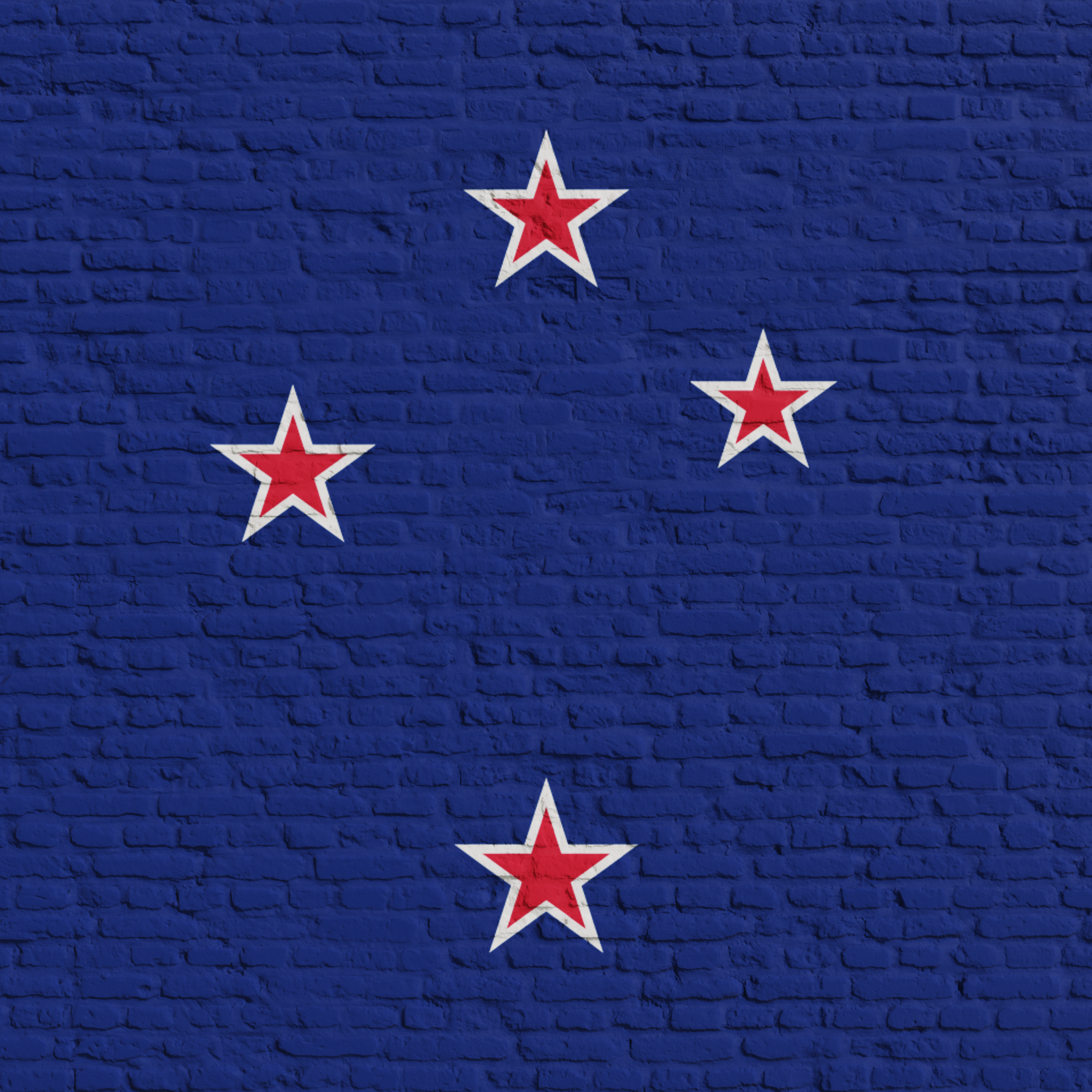 Brick Wall With Flag Of New Zealand