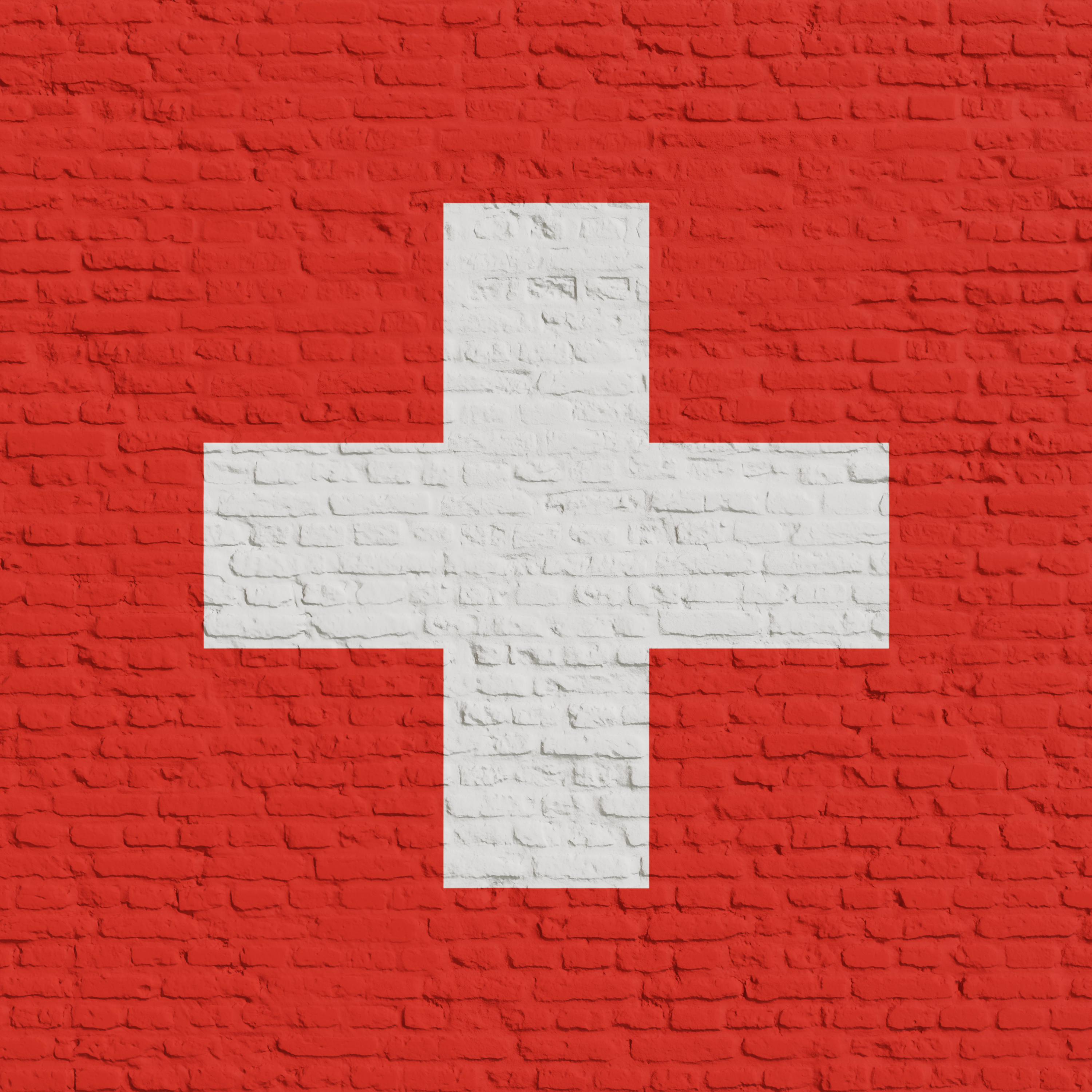 Brick Wall With Flag Of Switzerland