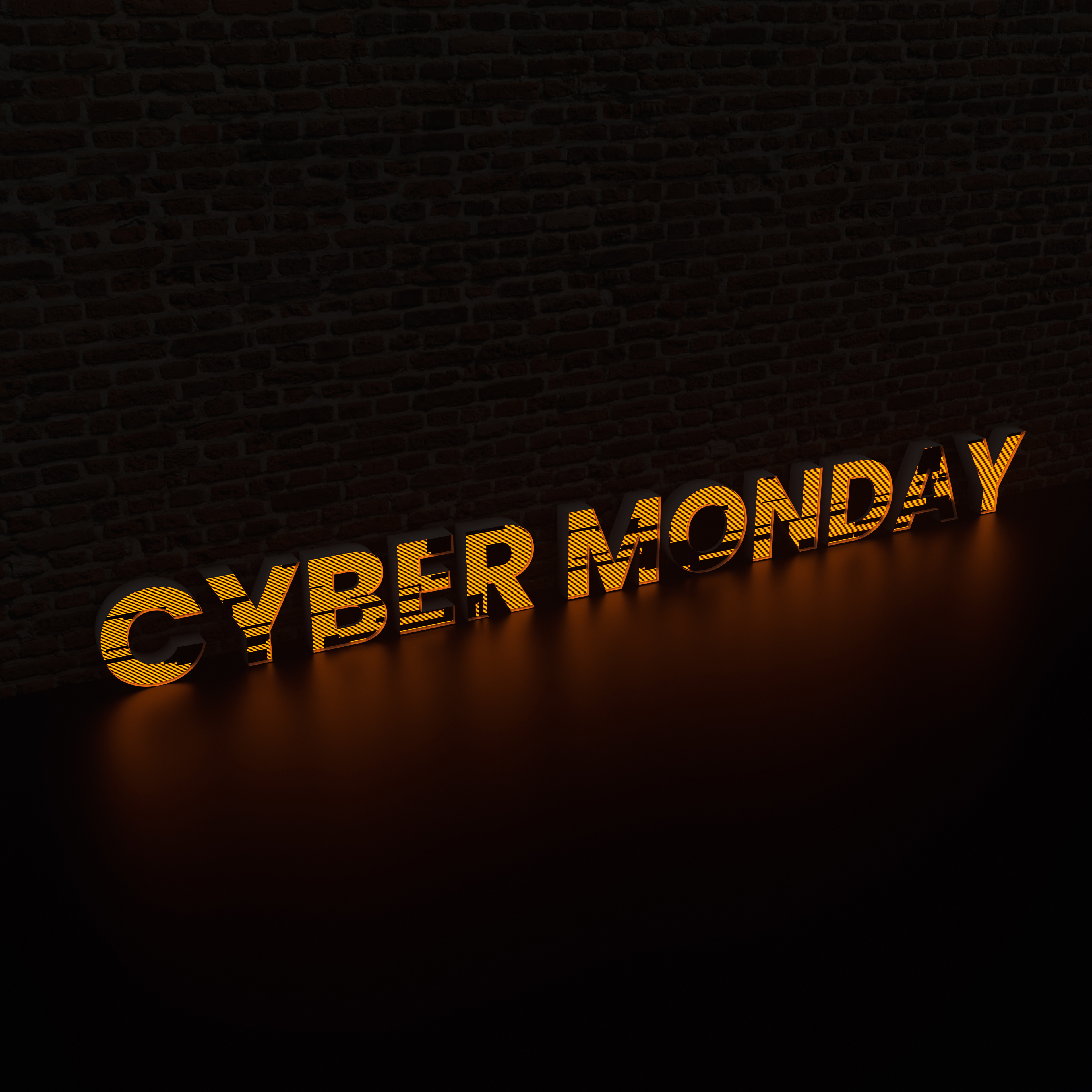 Orange Cyber Monday With Dark Background