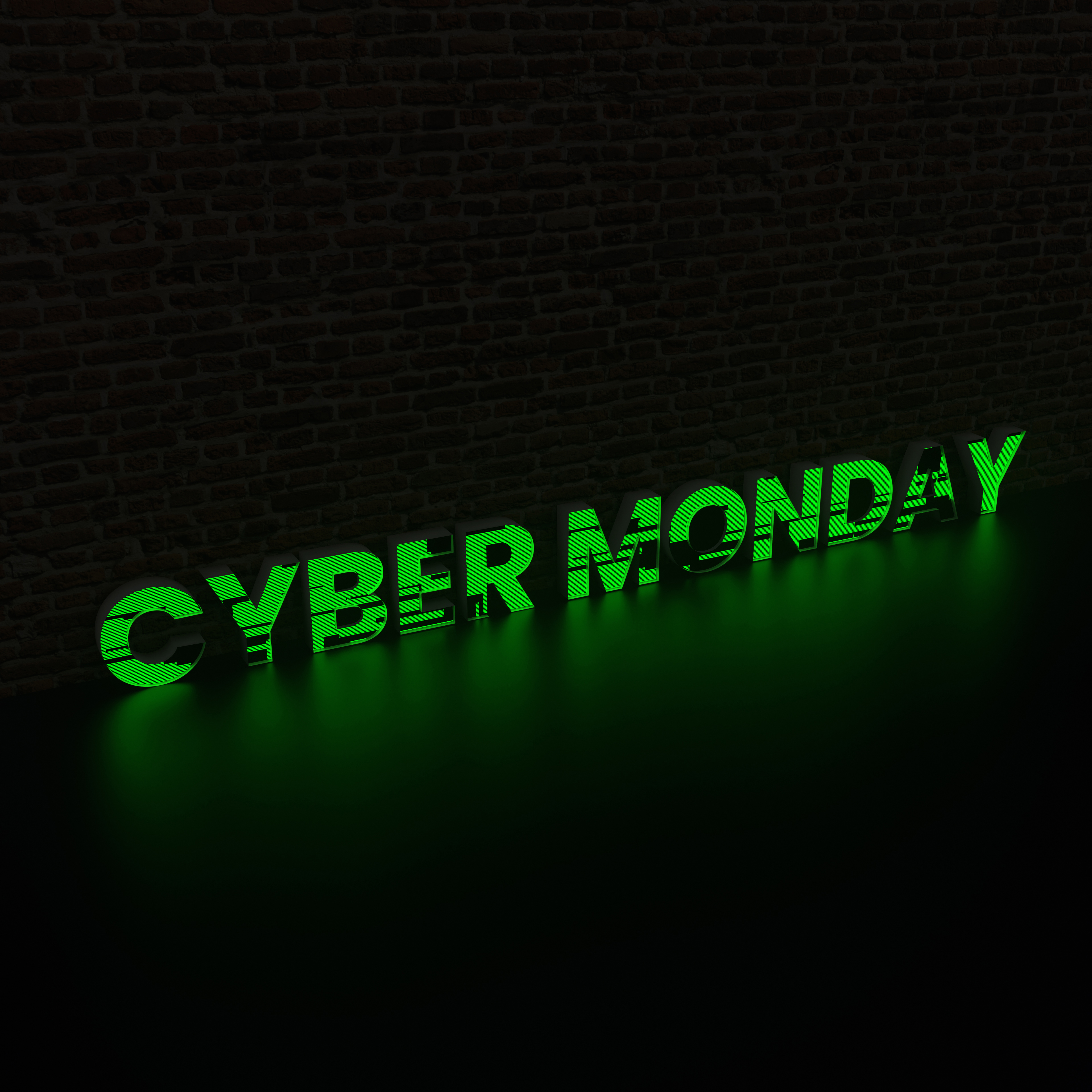 Green Cyber Monday With Dark Background