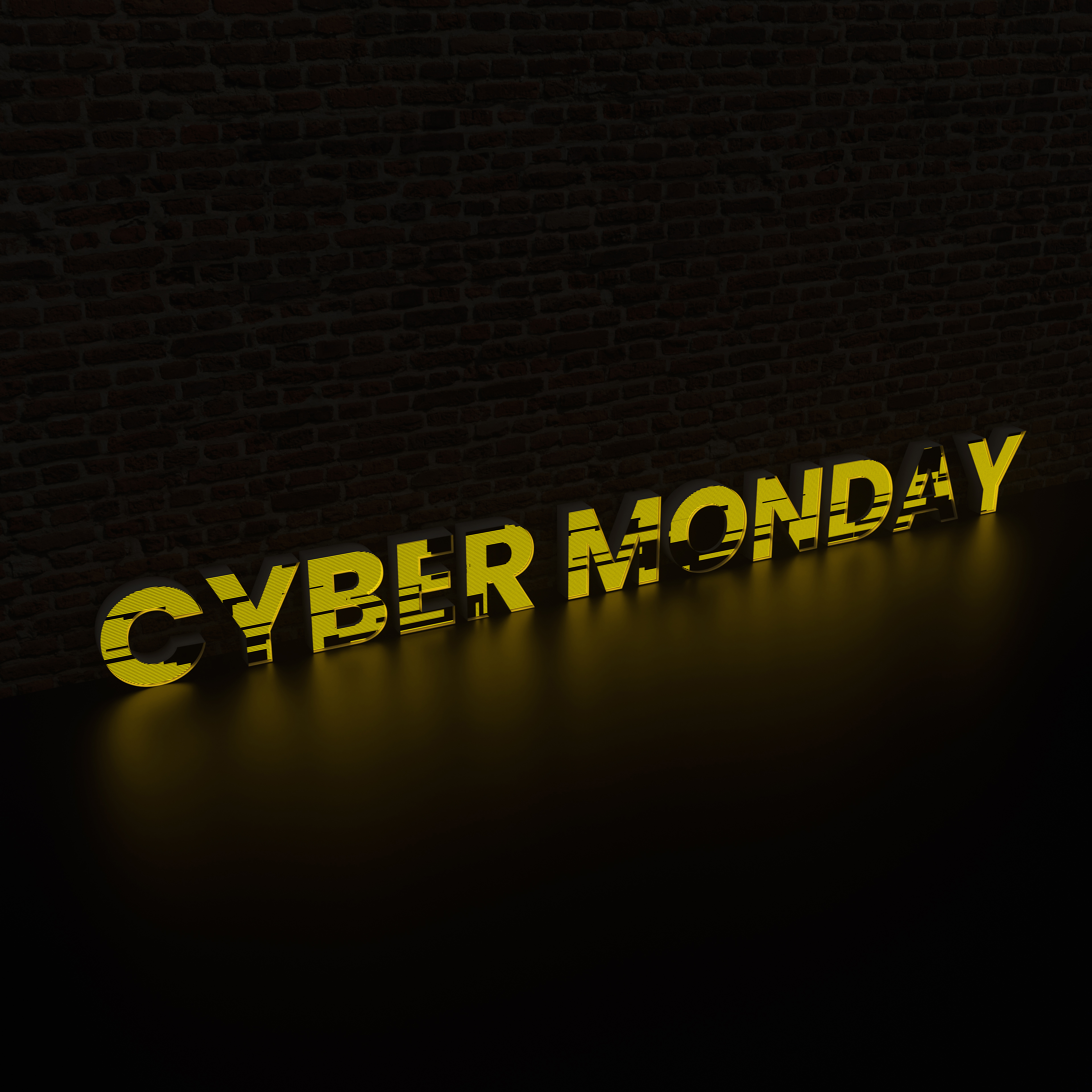 Yellow Cyber Monday With Dark Background