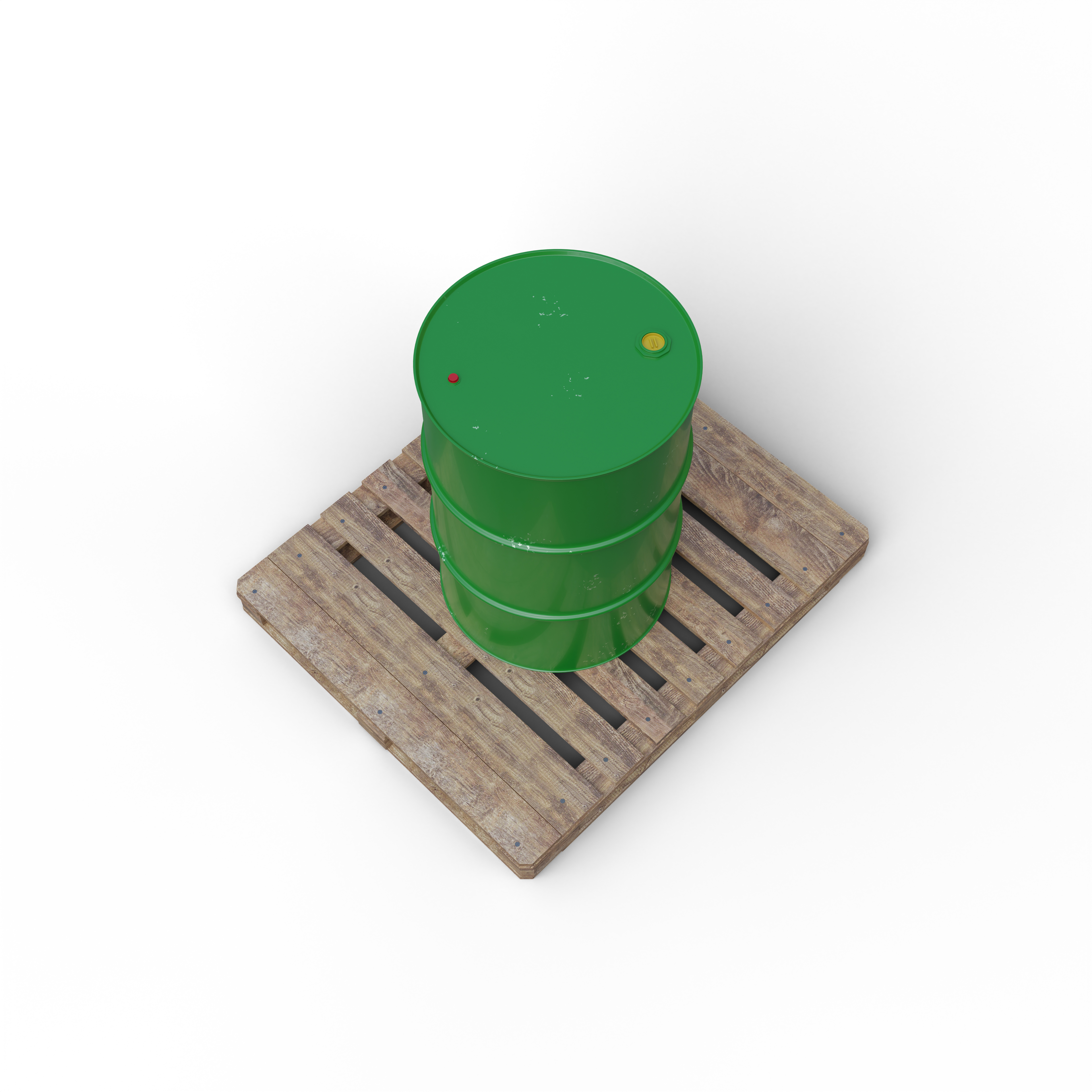 Green Oil Barrels Or Chemical Drums Stacked up With White Background-2