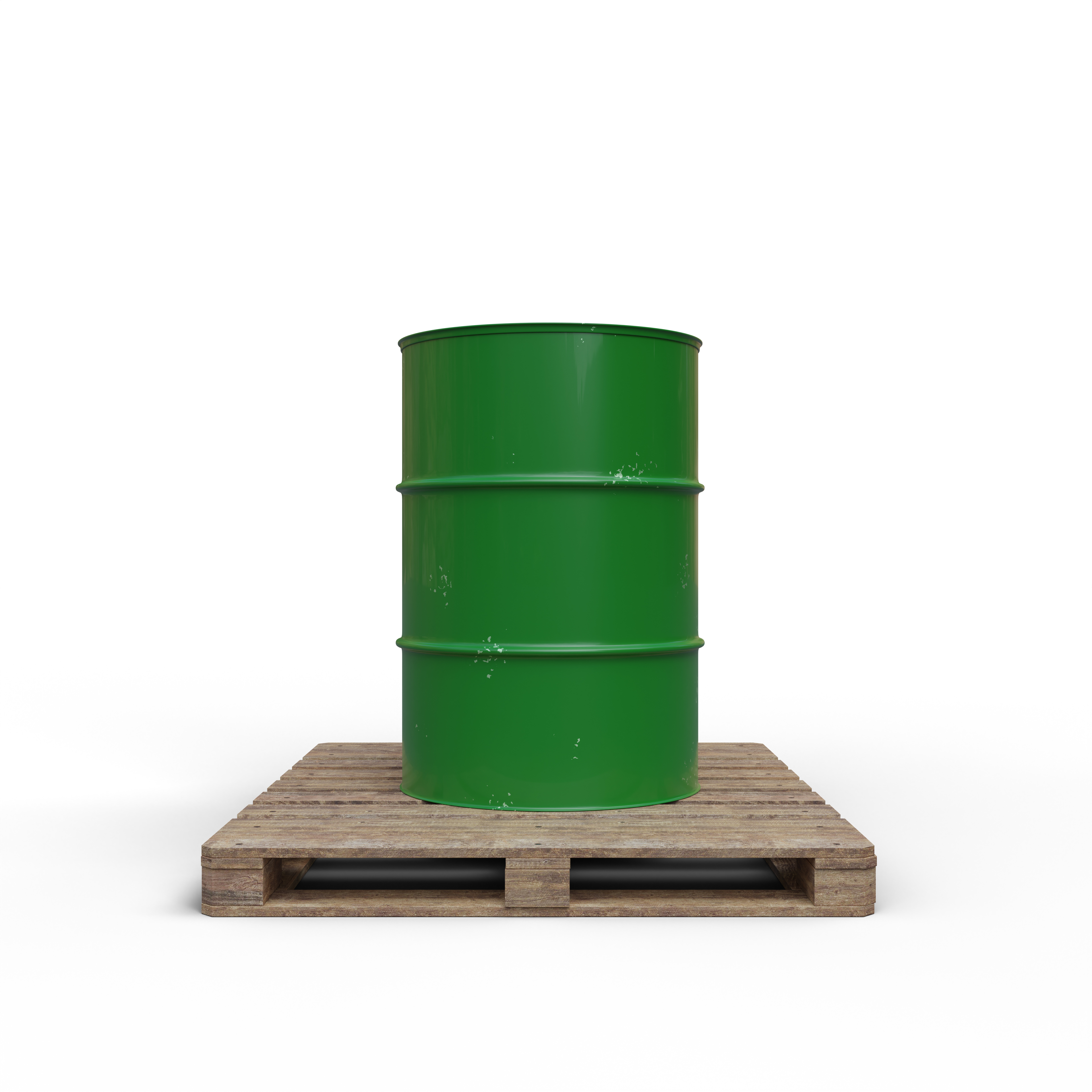 Green Oil Barrels Or Chemical Drums Stacked up With White Background-5