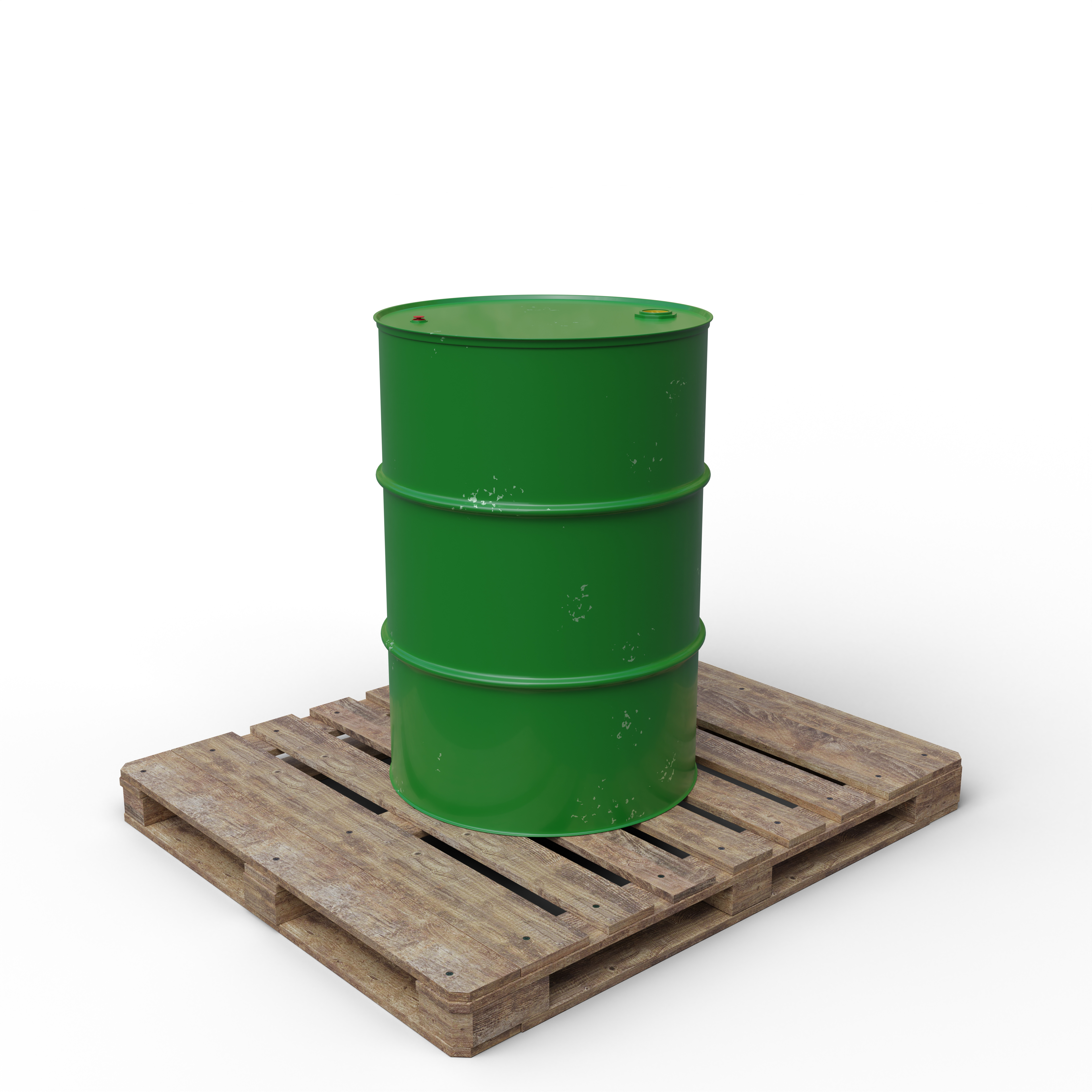 Green Oil Barrels Or Chemical Drums Stacked up With White Background-8