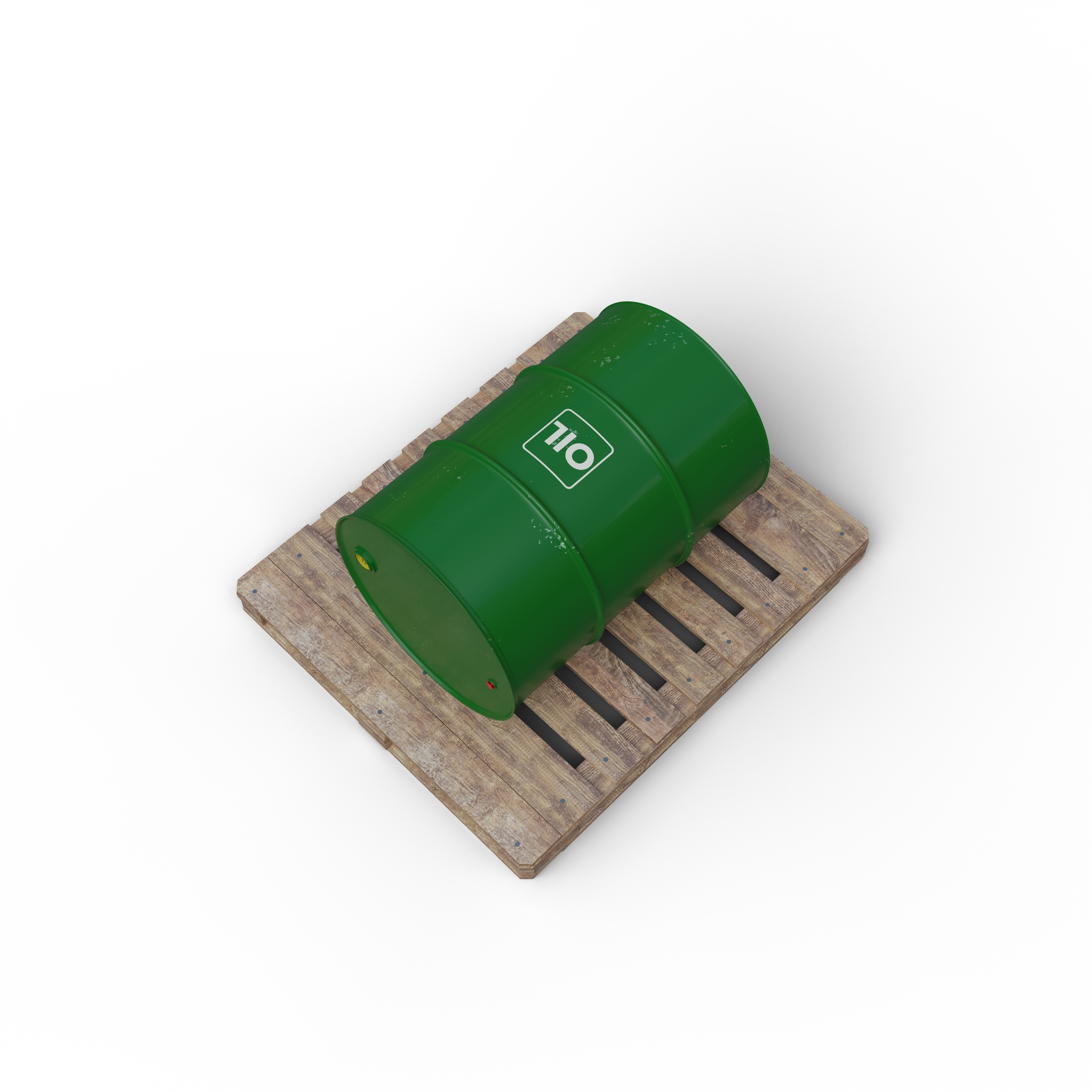 Green Oil Barrels Or Chemical Drums Stacked up With White Background-12
