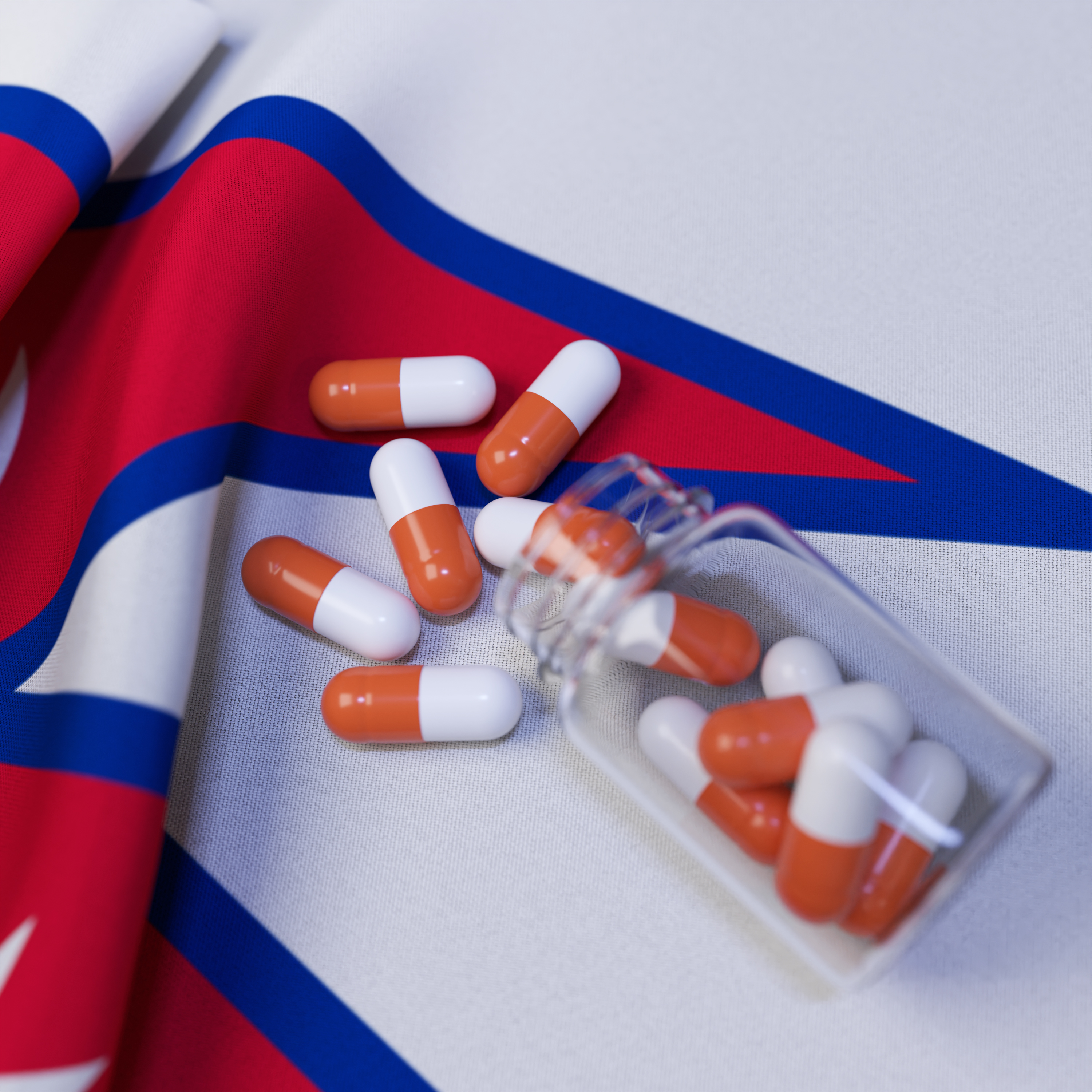 Flag of Nepal With Pills and Capsules