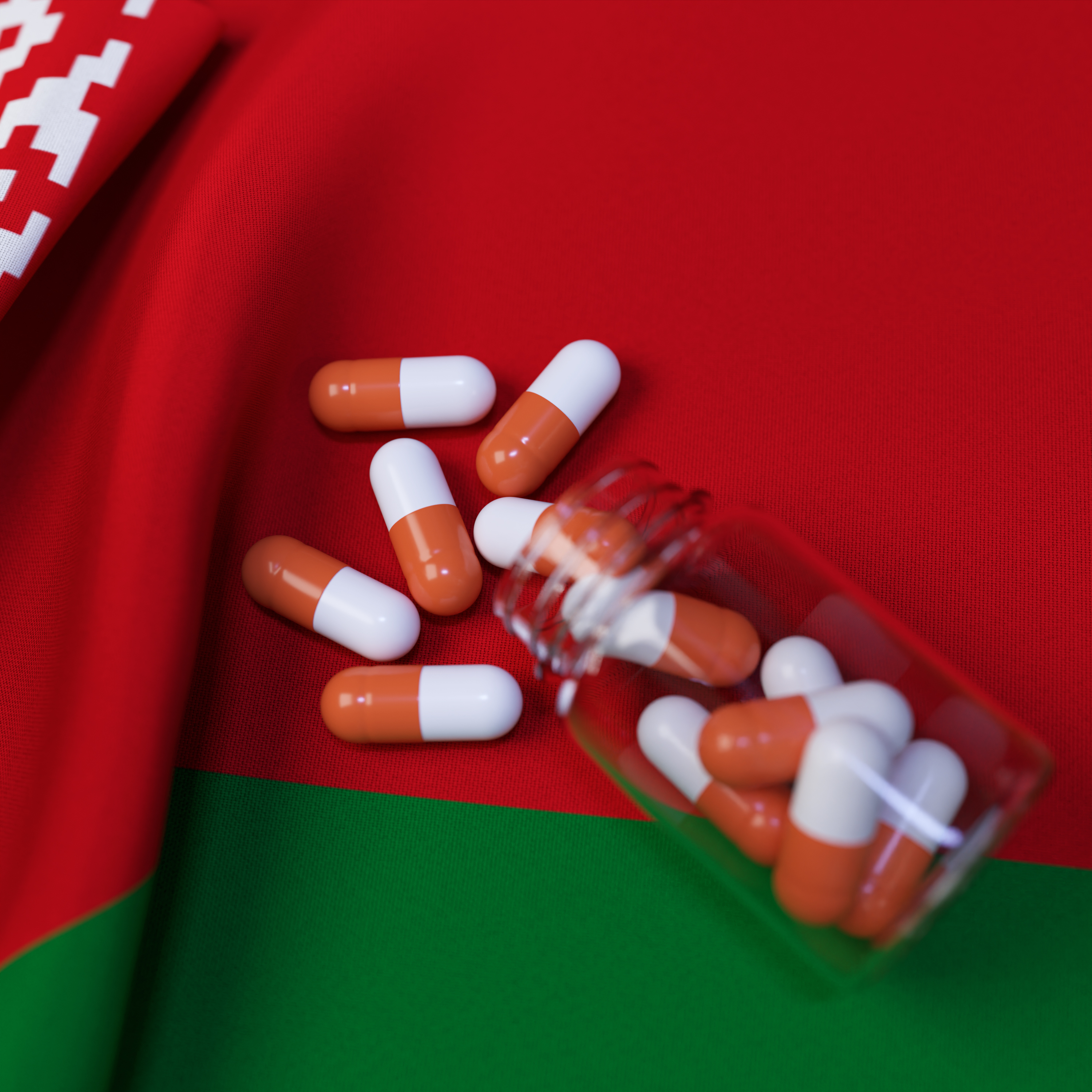 Flag of Belarus With Pills and Capsules