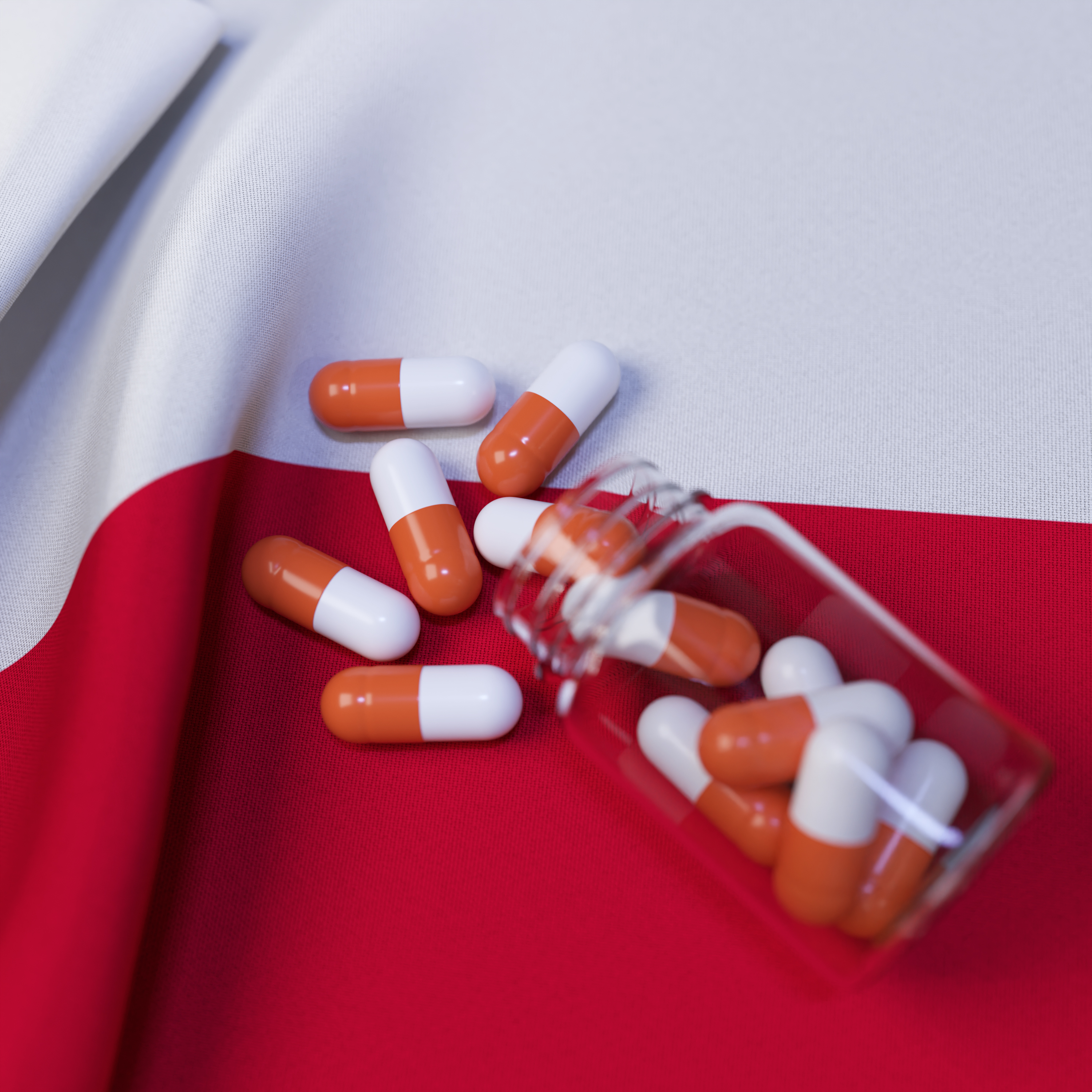 Flag of Poland With Pills and Capsules