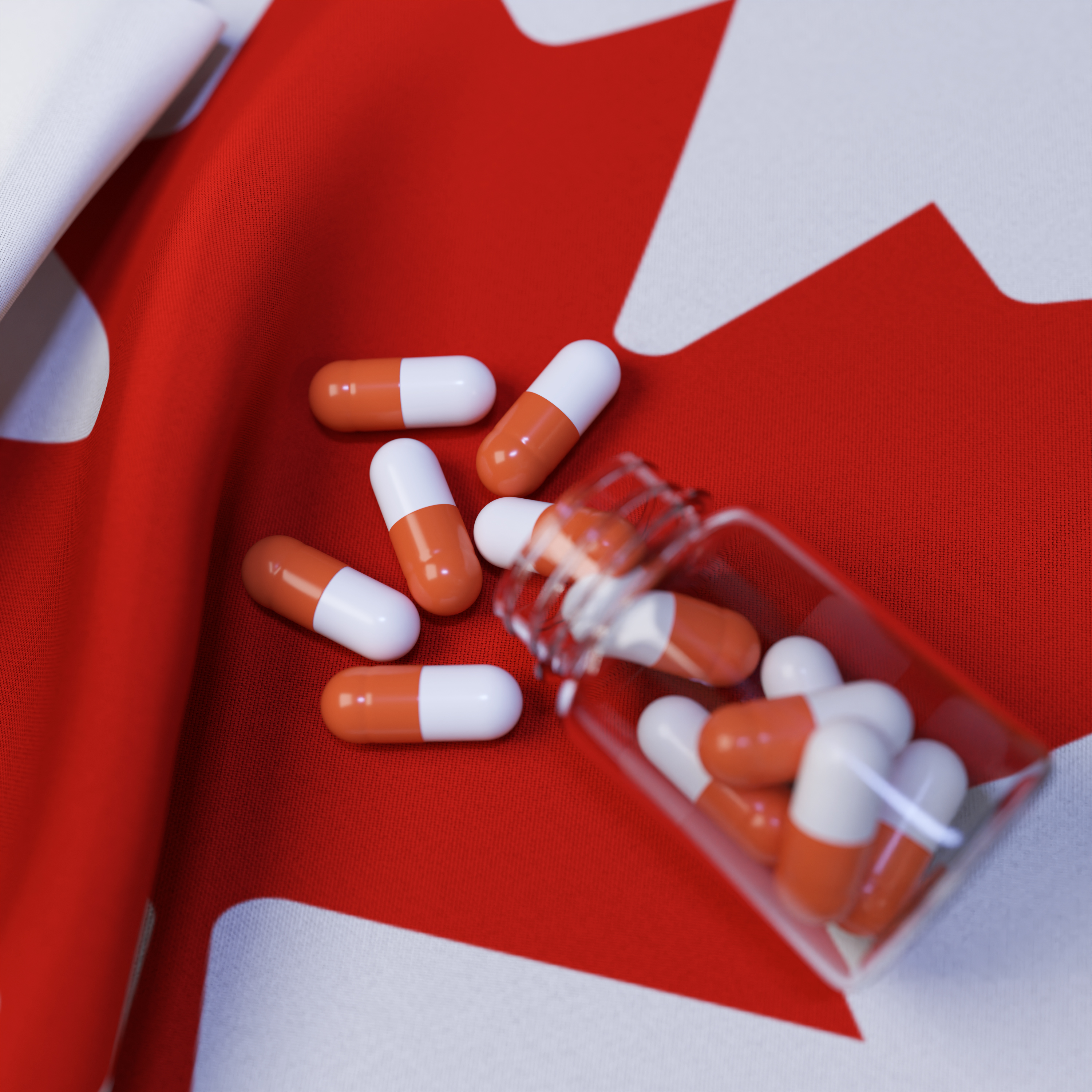 Flag of Canada With Pills and Capsules