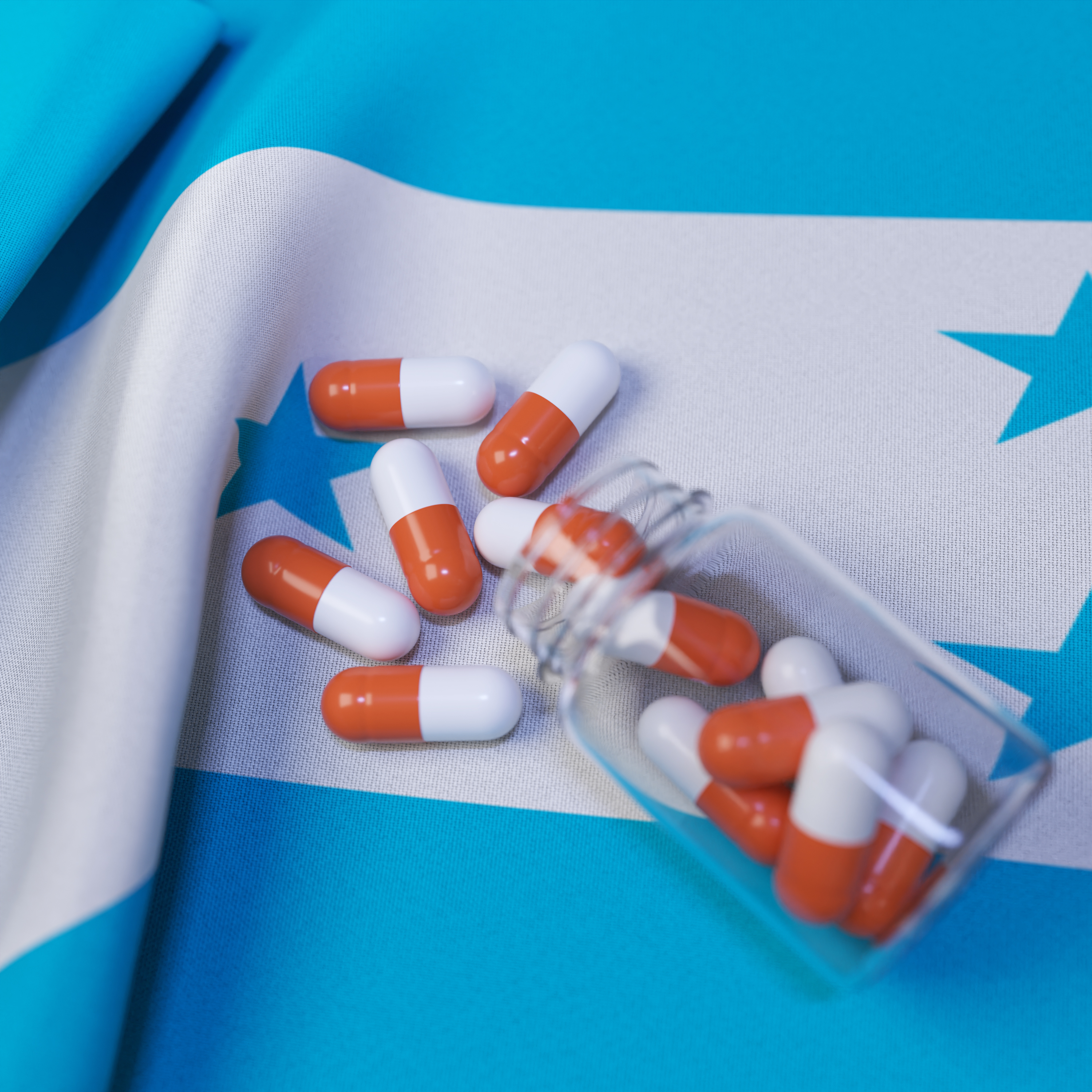 Flag of Honduras With Pills and Capsules