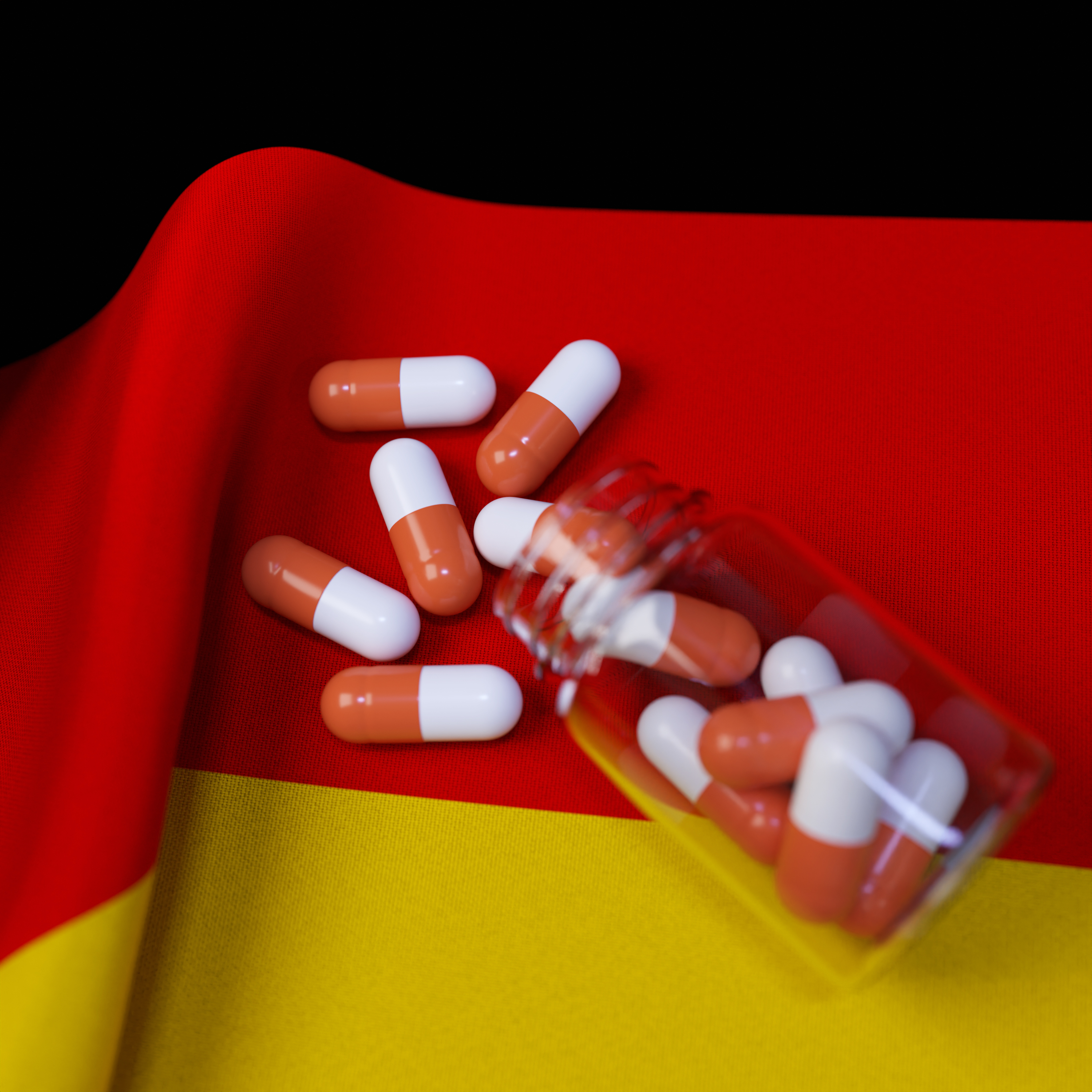 Flag of Germany With Pills and Capsules