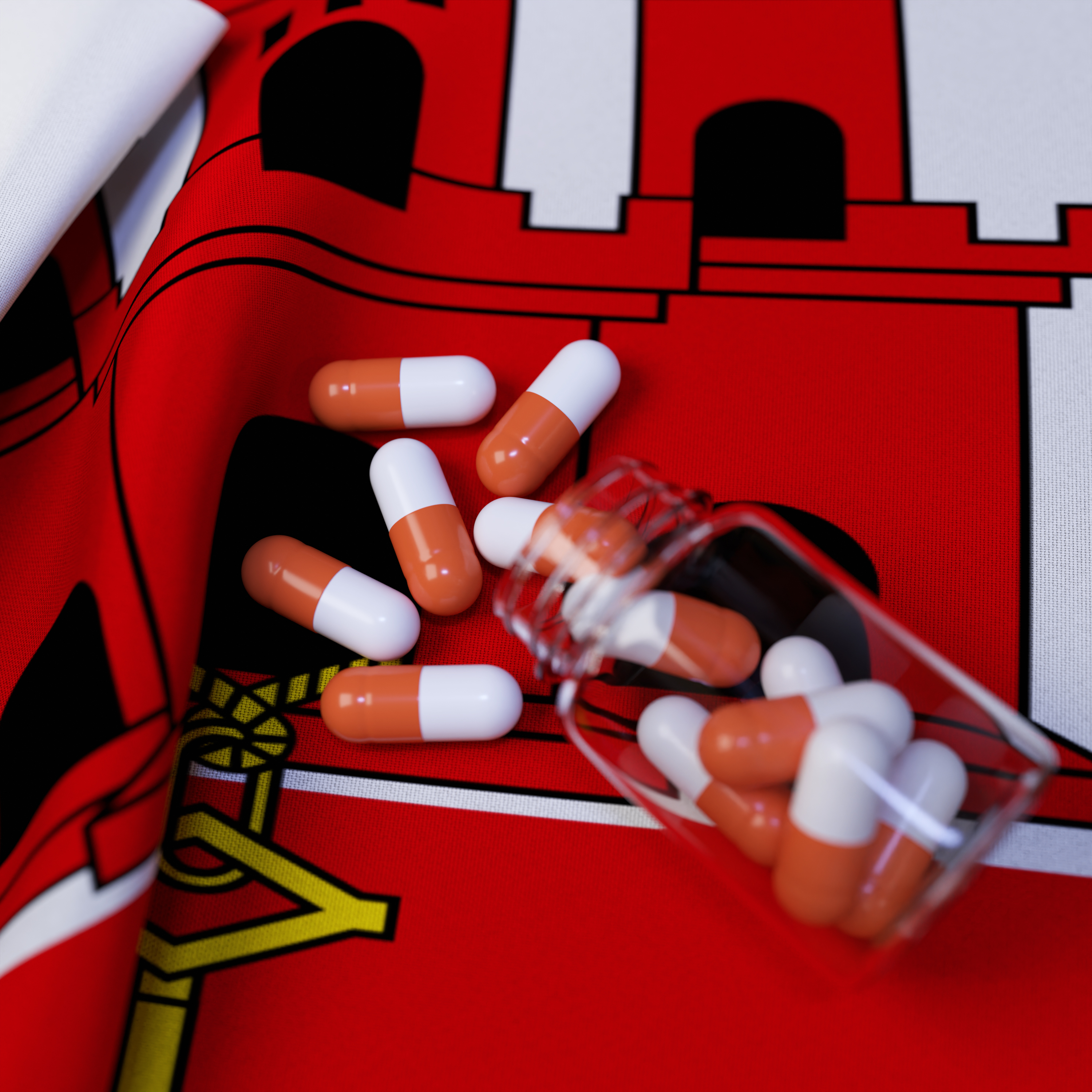 Flag of Gibraltar With Pills and Capsules