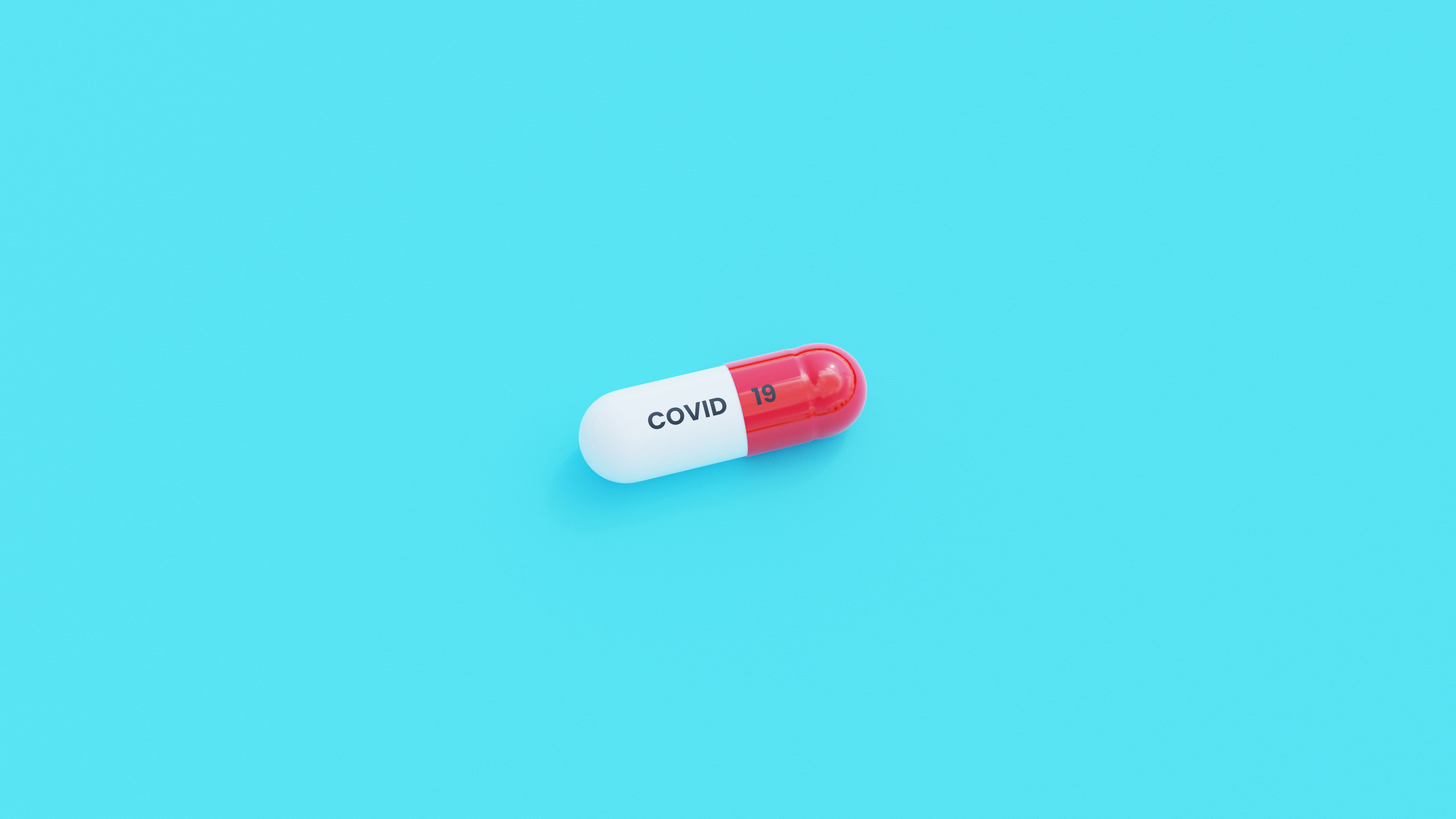 Coronavirus Pill With Blue Background