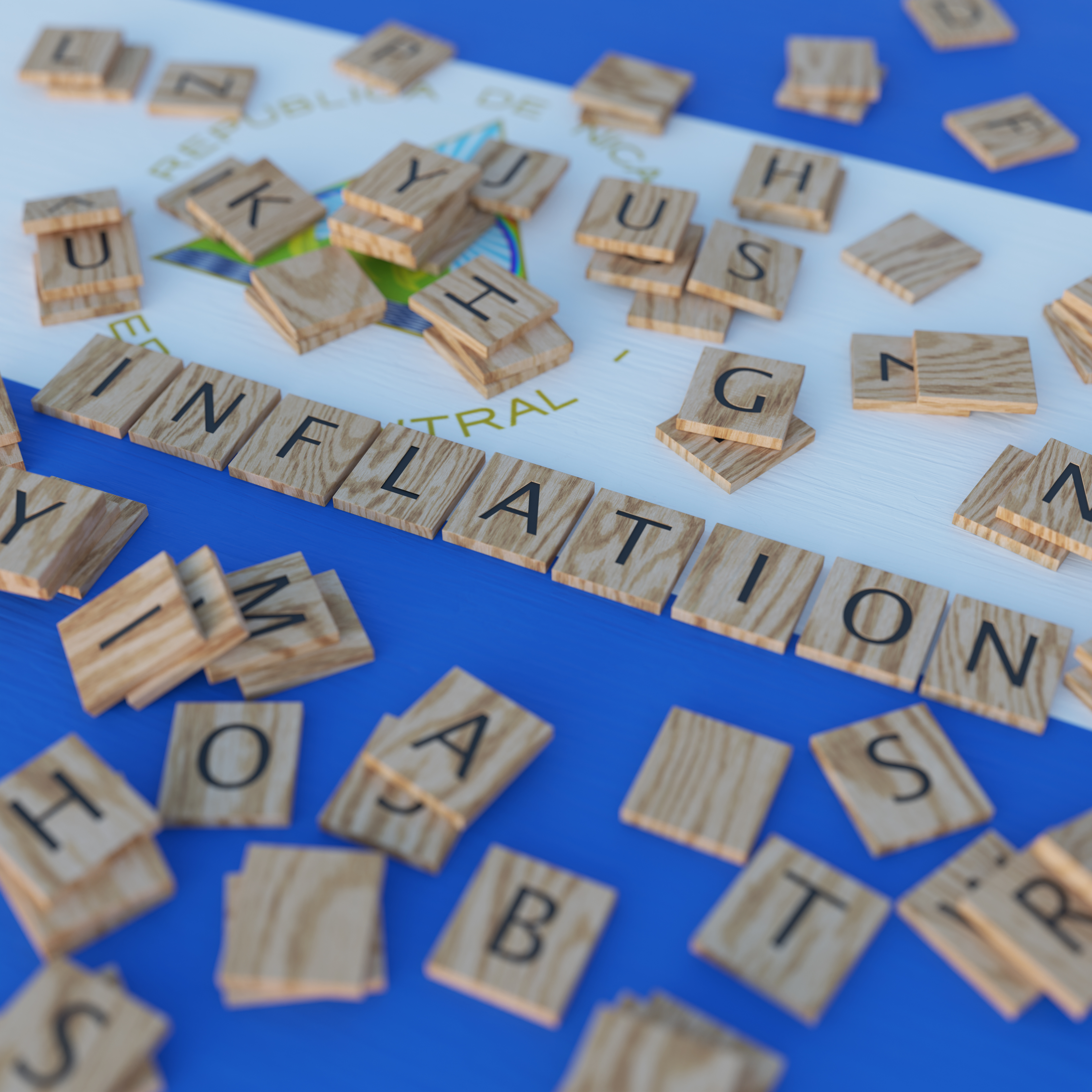 Inflation in Nicaragua Represented with Scrabble Letters