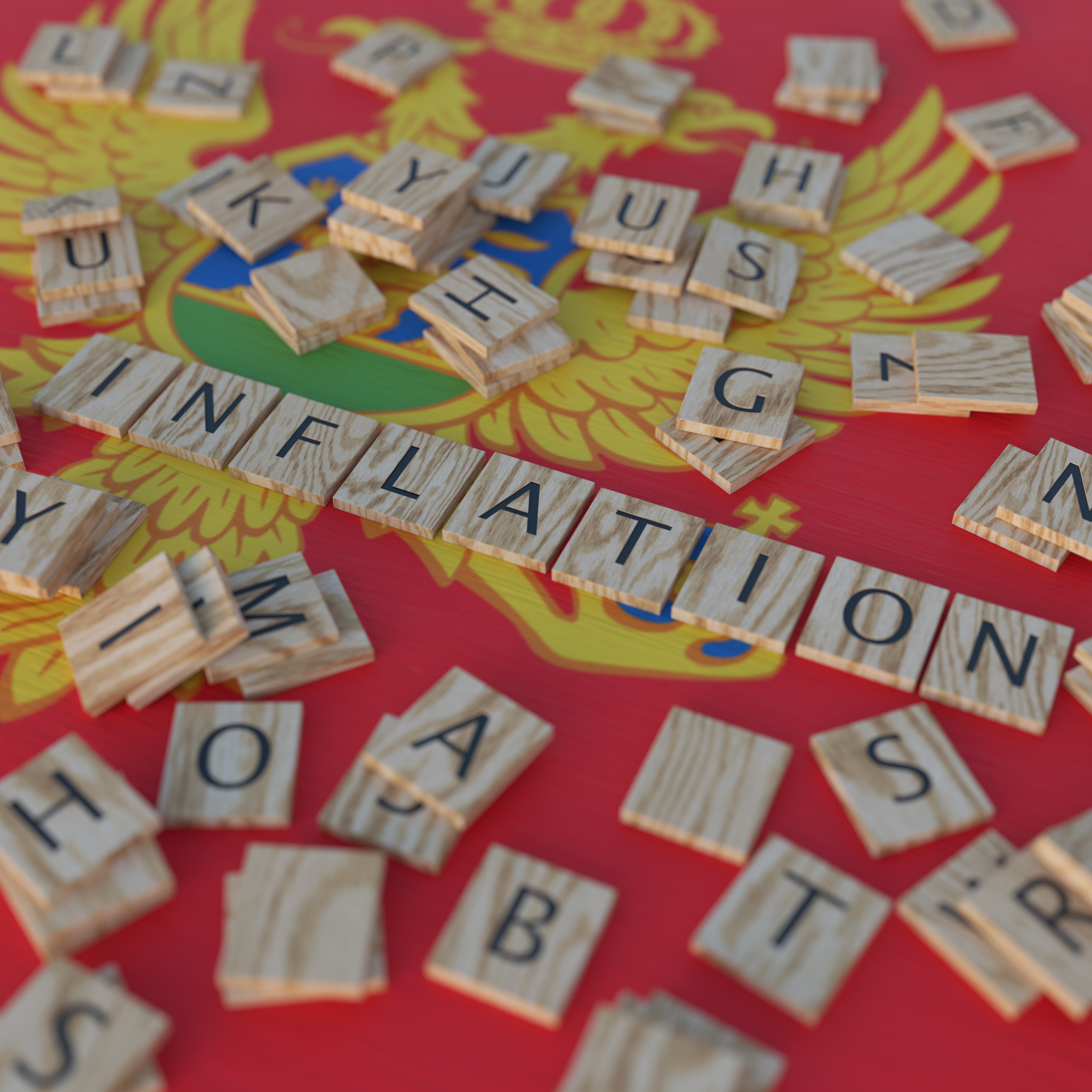 Inflation in Montenegro Represented with Scrabble Letters
